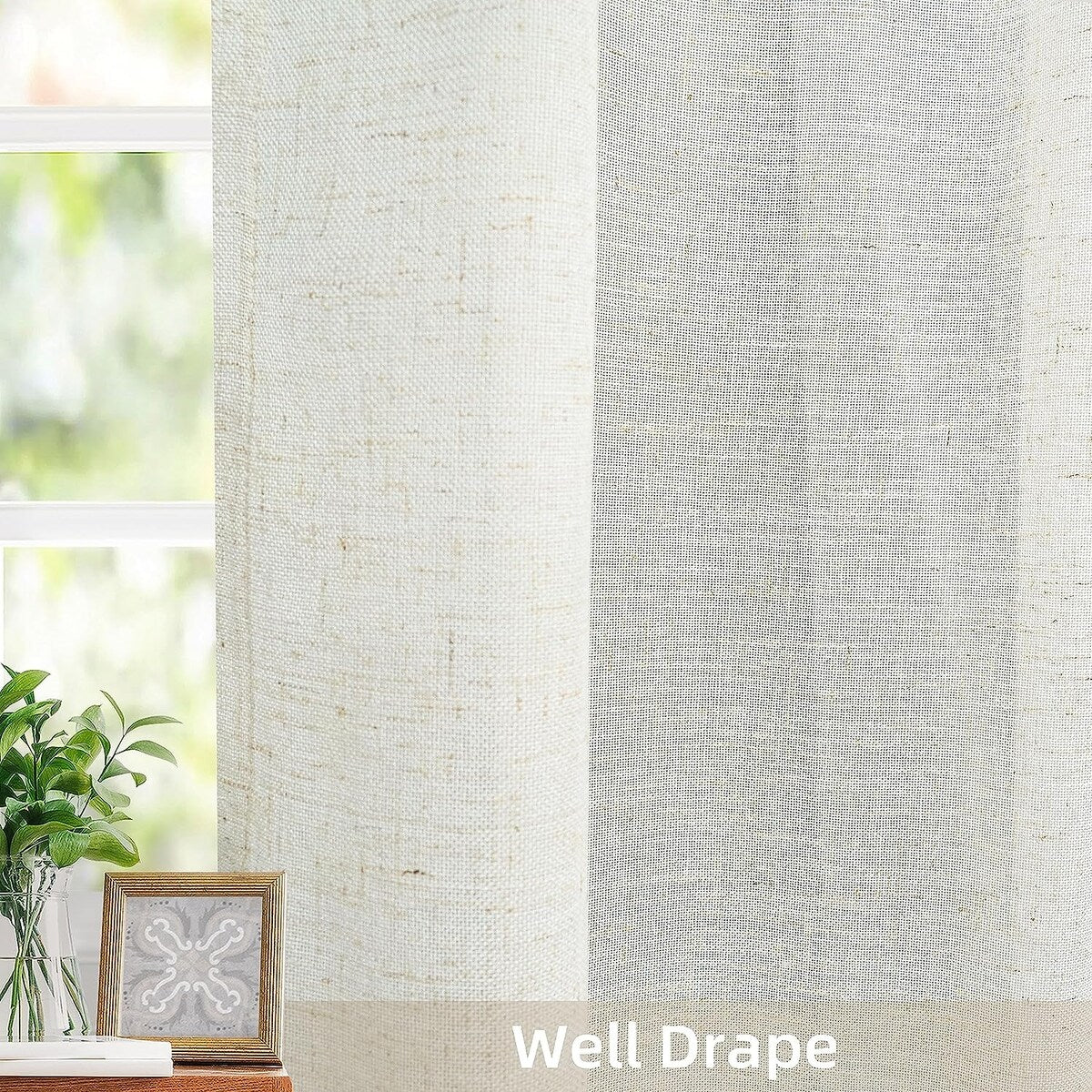 DriftAway Pinch Pleat Linen Textured Semi Sheer Solid Curtains Back Tabs