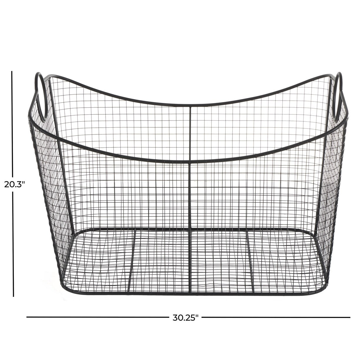 Metal Wire Grid Decorative and Functional Storage Basket with Curved Edges Ring Handles - Gold or Black - Roche River Decor