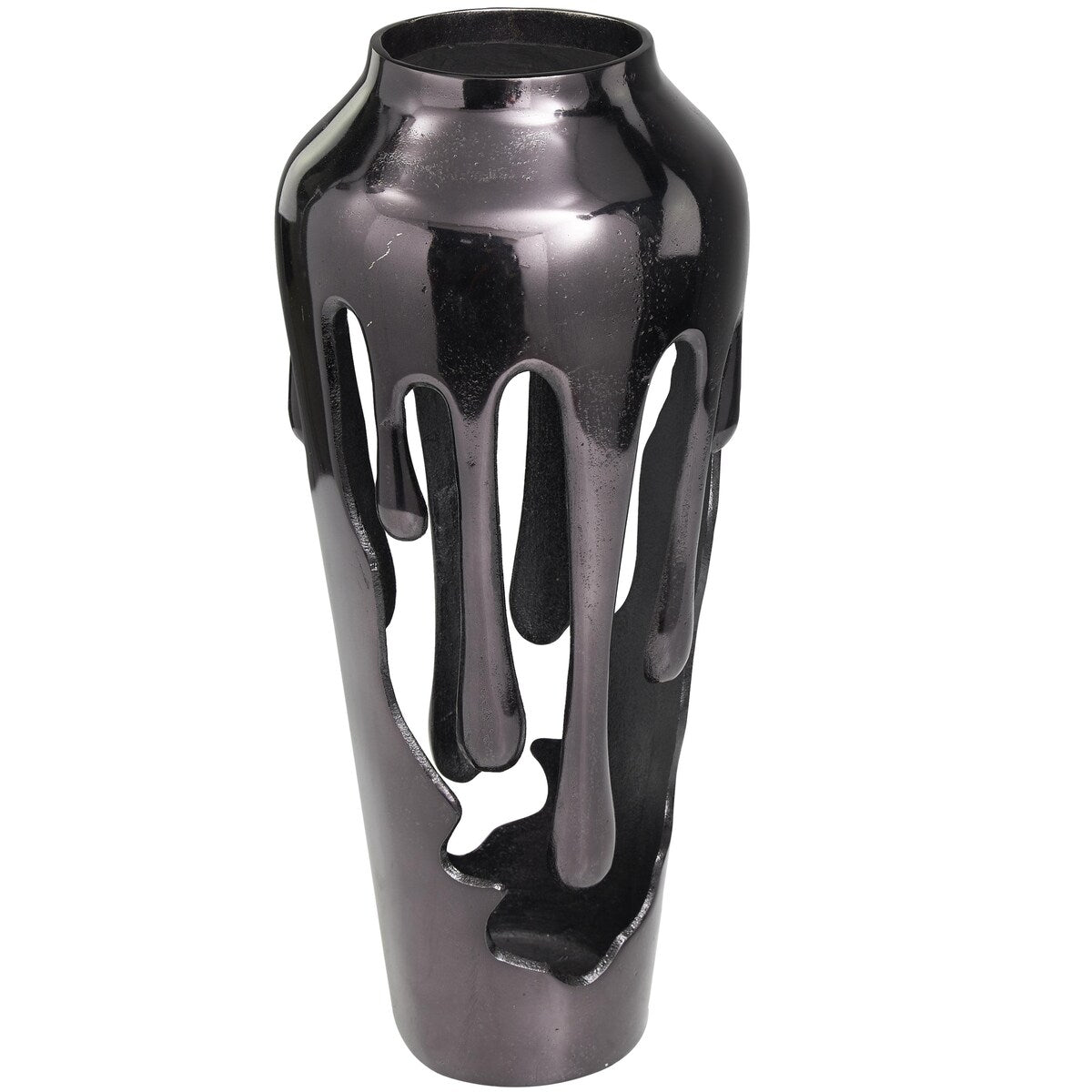 Aluminum Metal Drip Decorative Vase with Melting Designed Body - Silver, Gold or Black - Roche River Decor