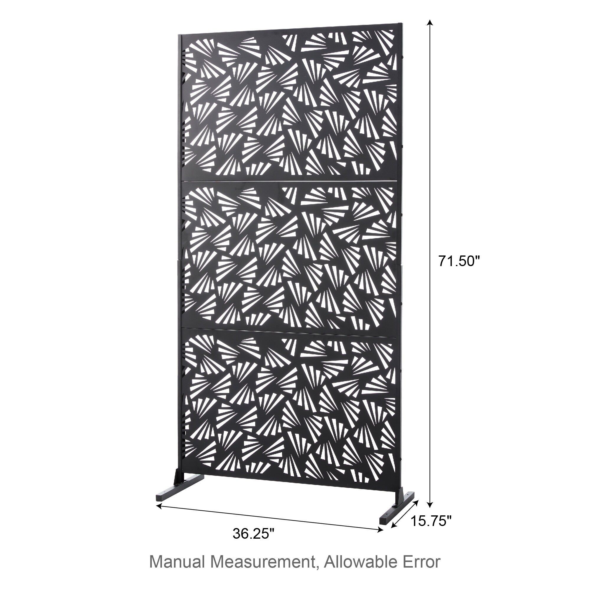 Glitzhome 6ft Galvanized Floral Patterned 3-Panel Privacy Screen Room Divider Fences