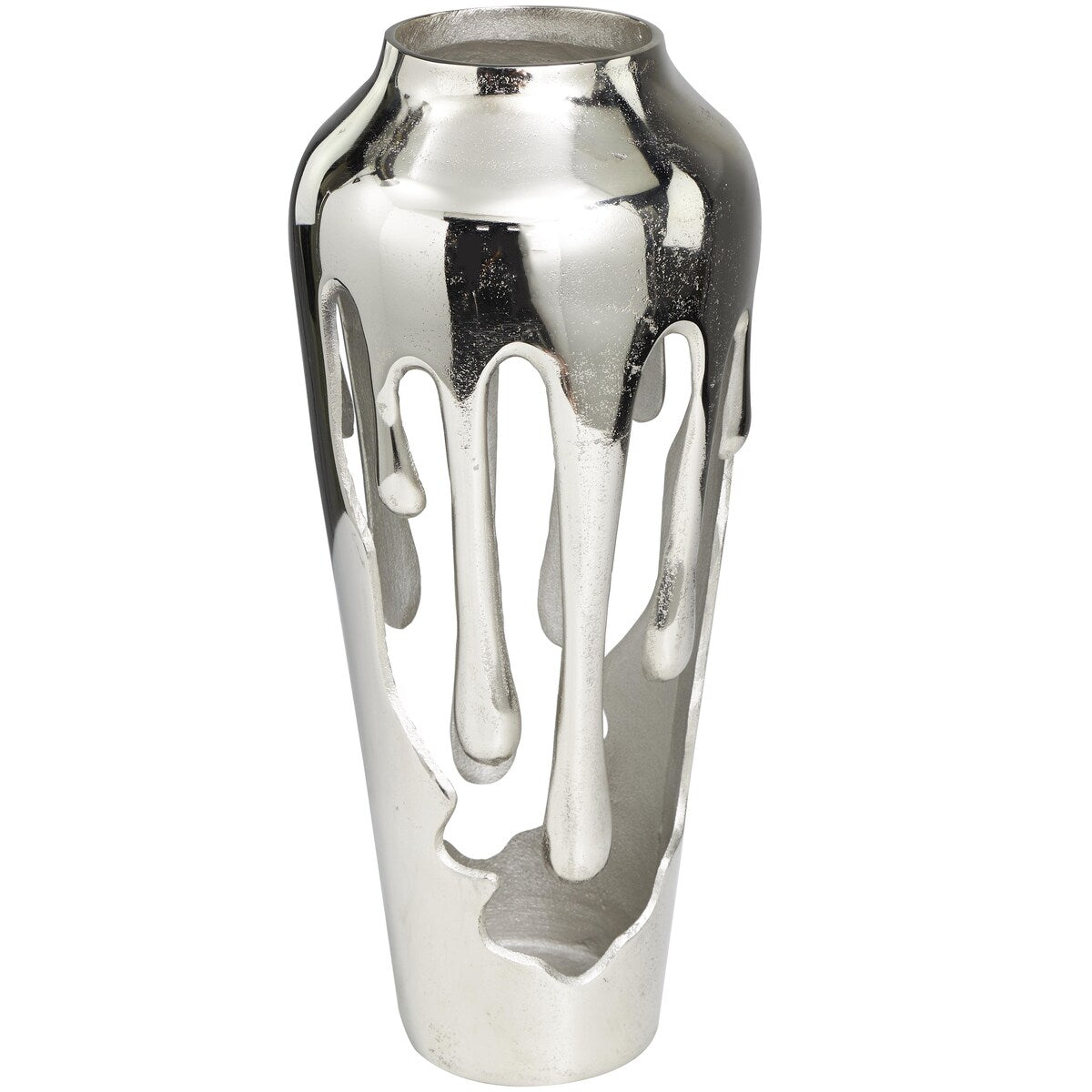 Aluminum Metal Drip Decorative Vase with Melting Designed Body - Silver, Gold or Black - Roche River Decor