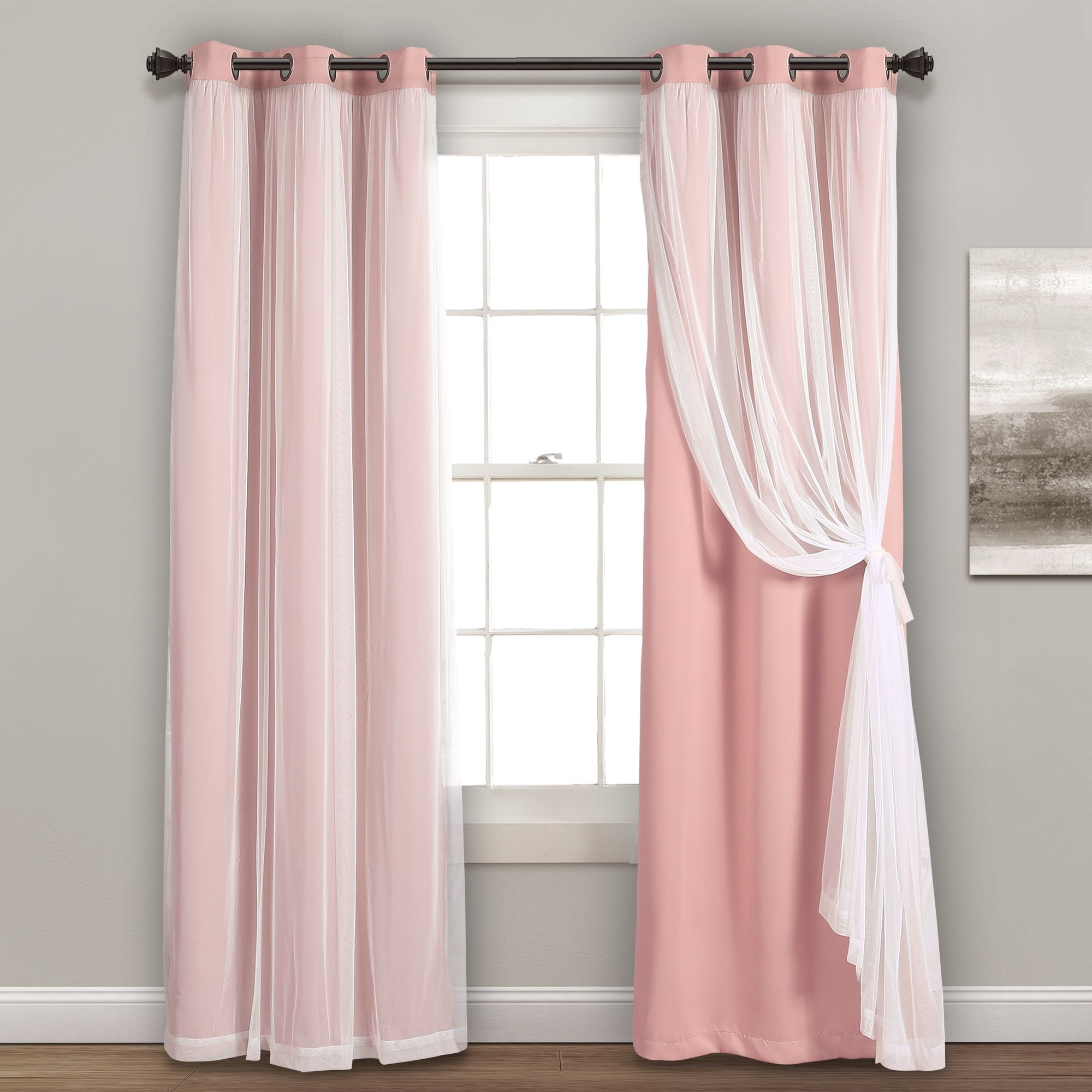 Lush Decor Grommet Sheer Panel Pair with Insulated Blackout Lining