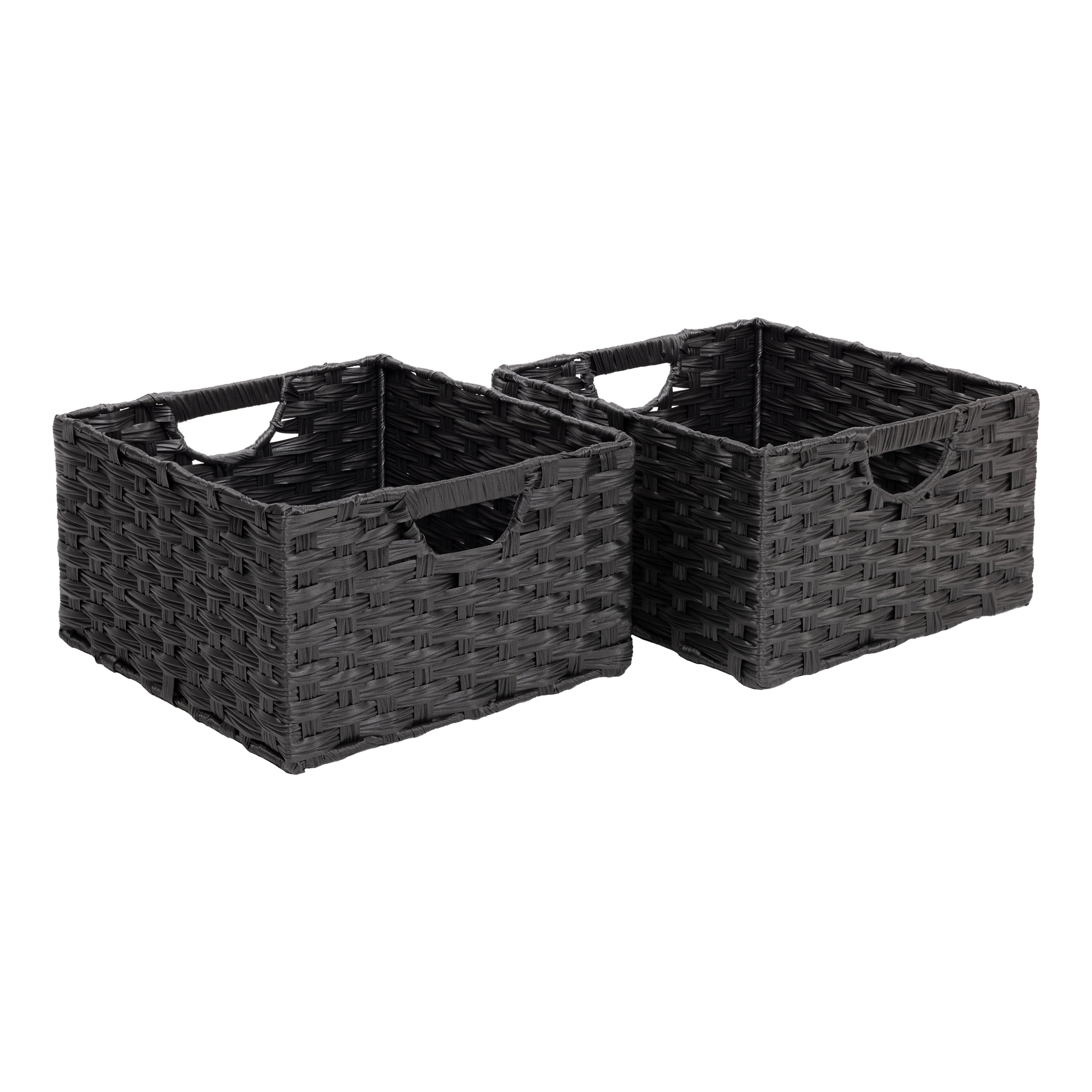 Seville Classics Foldable Handwoven Cube Storage Basket (2-Pack)