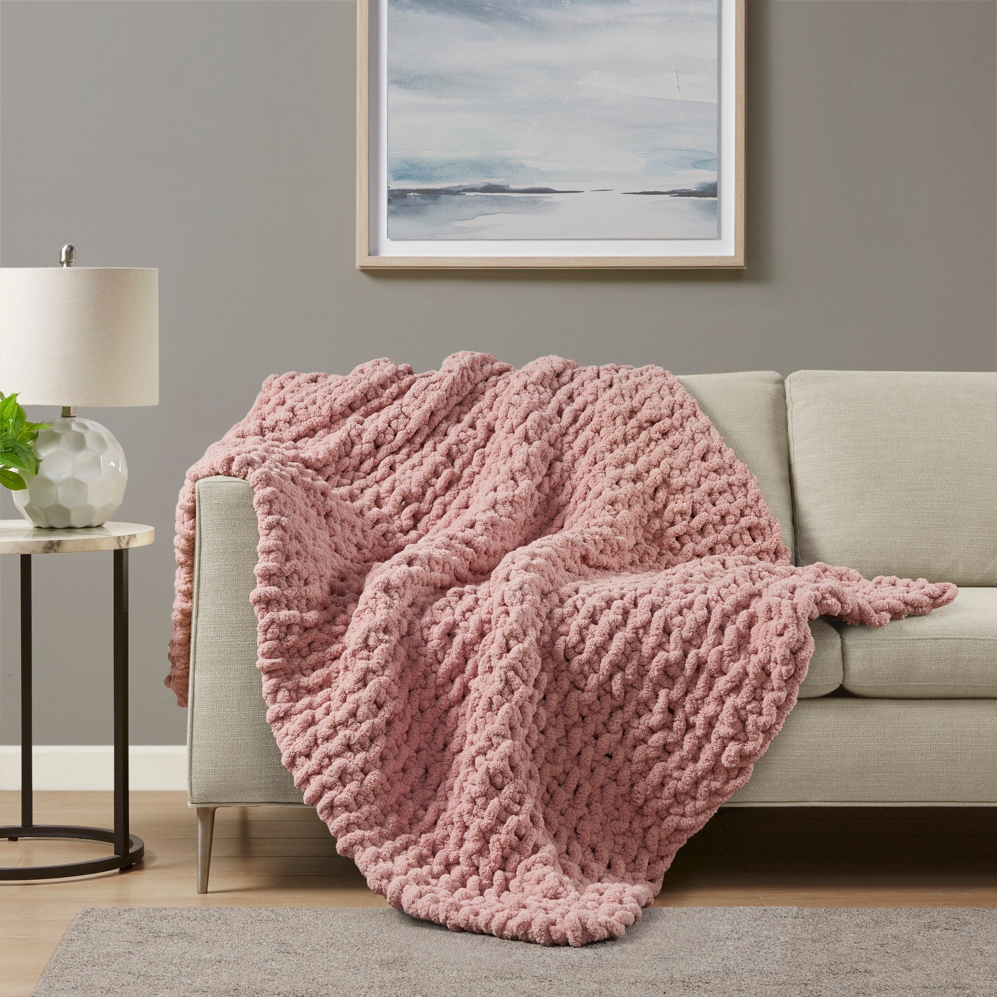 Madison Park Chenille Chunky Knit Throw 50x60