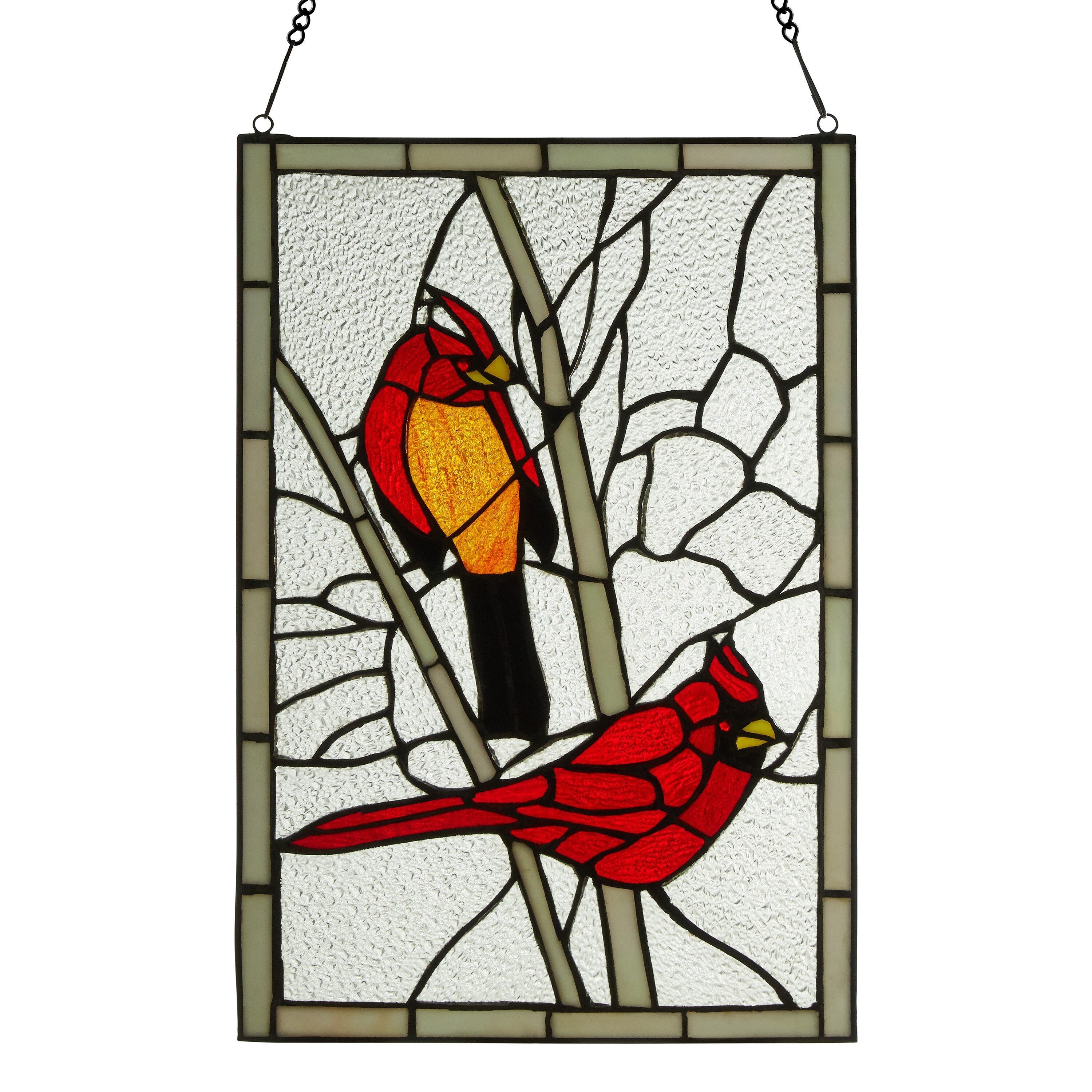 Copper Grove Zoetermeer 18.5-inch Northern Cardinal Songbird Stained Glass Window Panel