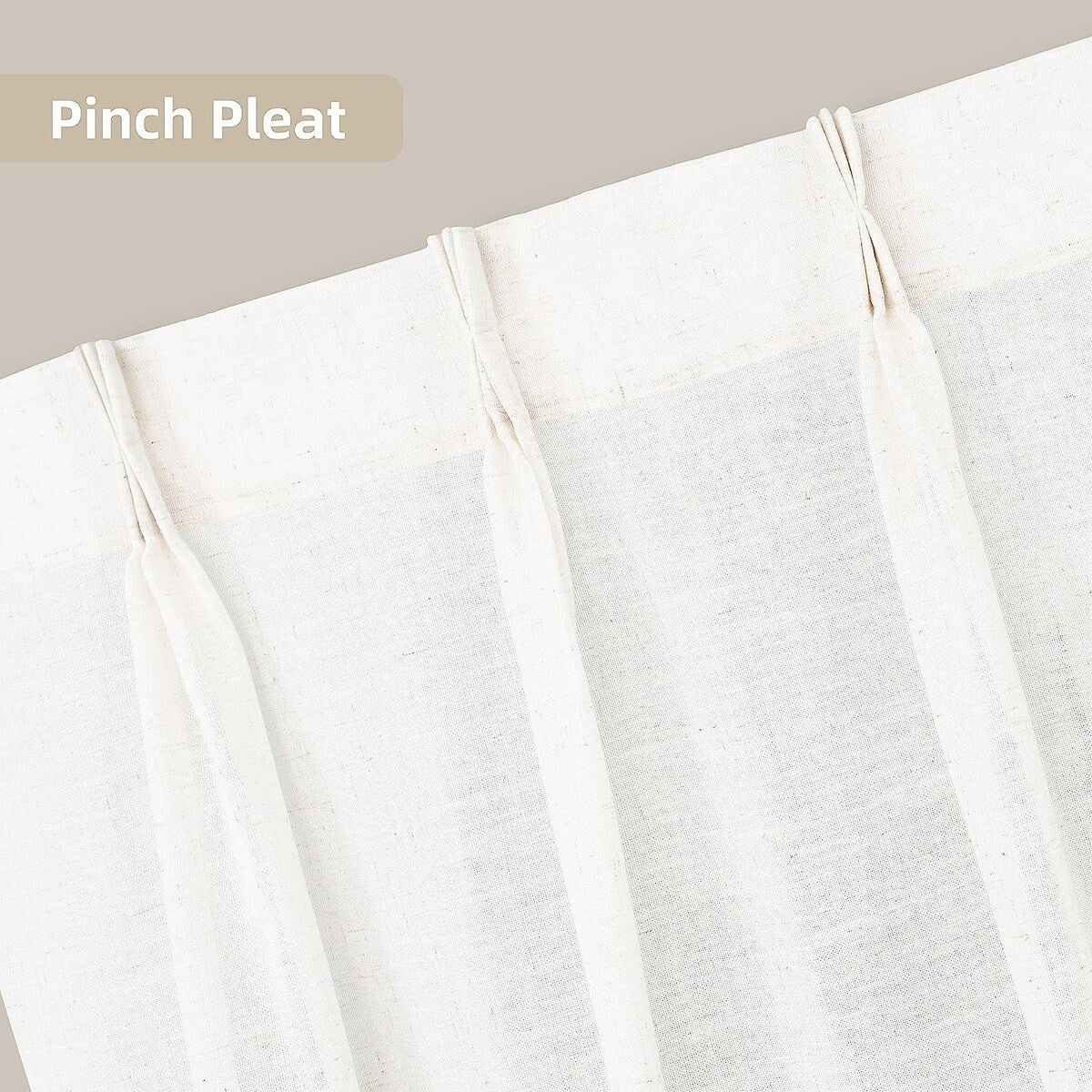 DriftAway Pinch Pleat Linen Textured Semi Sheer Solid Curtains Back Tabs