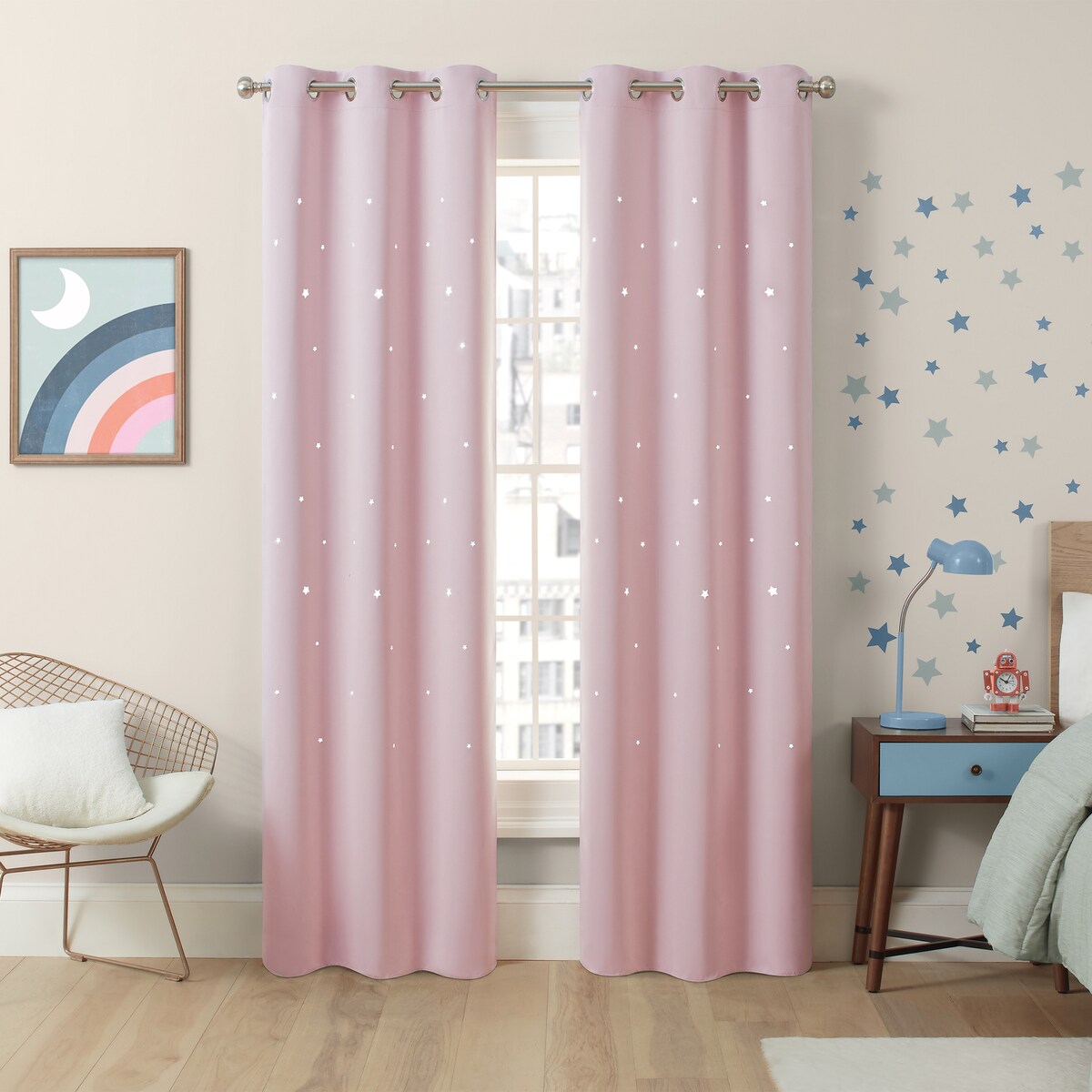 Eclipse Shooting Star Kids Room Darkening Curtain Panel Pair