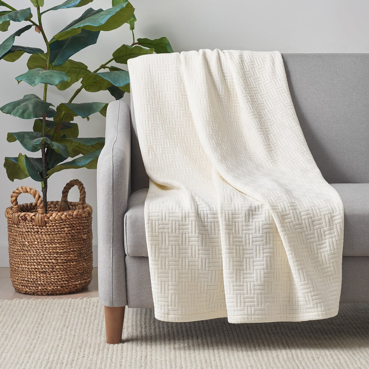 Host & Home Basketweave Cotton Blanket