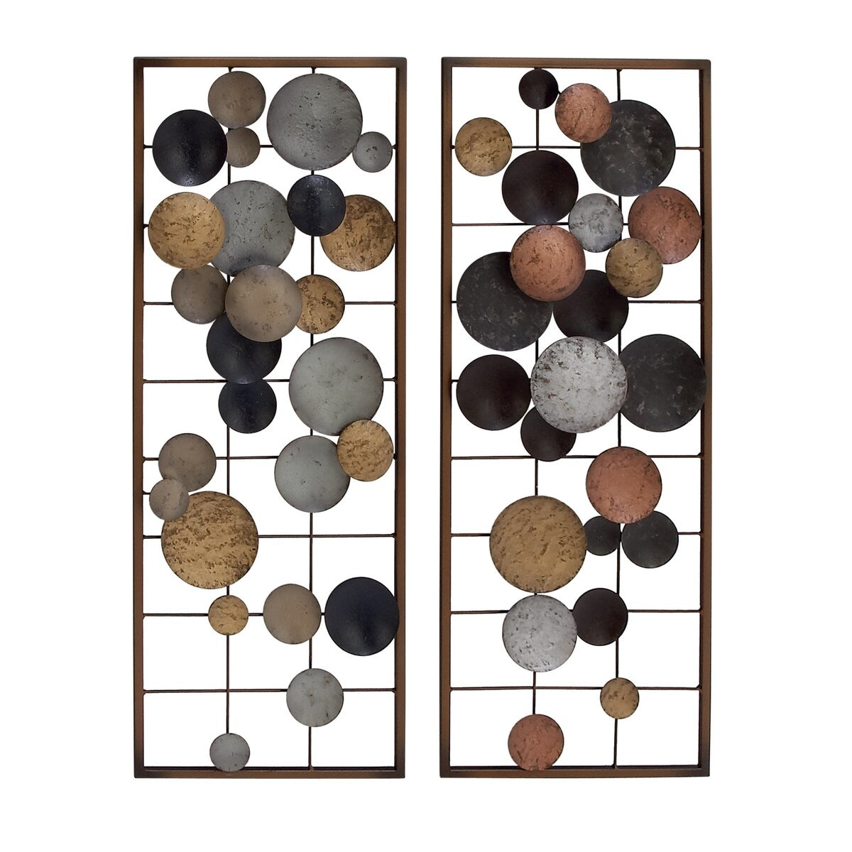 Metal Geometric Overlapping Round Cutouts Home Wall Decor - Set of 2 Multi Colored - Roche River Decor