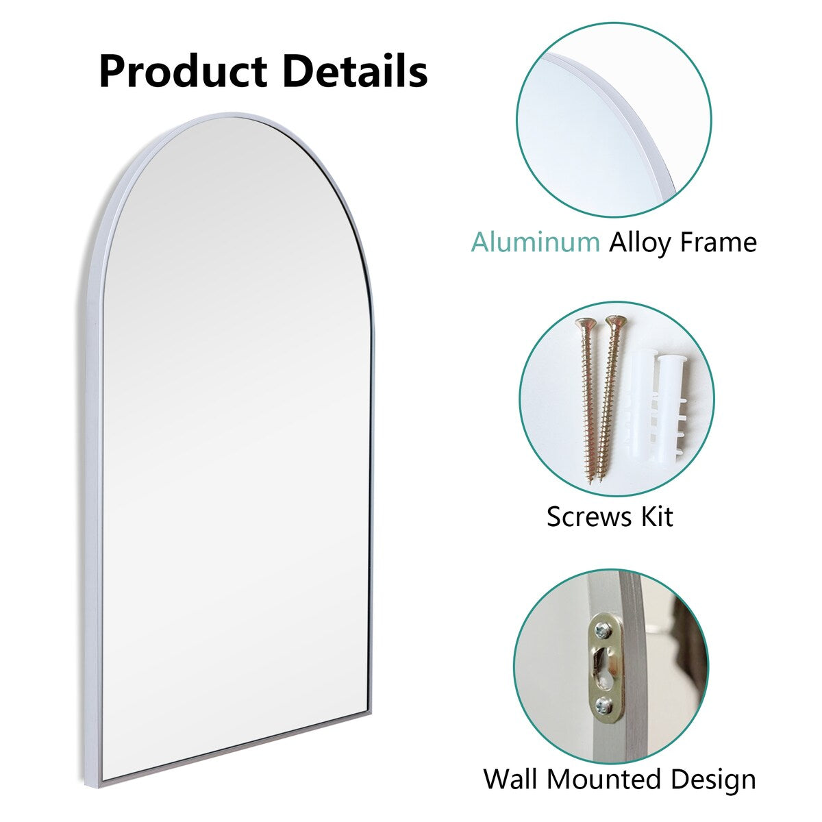 Set of 2 35.8x24 Inch Arch Wall Mirror,2 Pcs Bathroom Vanity Mirrors,Wall Mounted Mirrors for Bathroom,Entryway