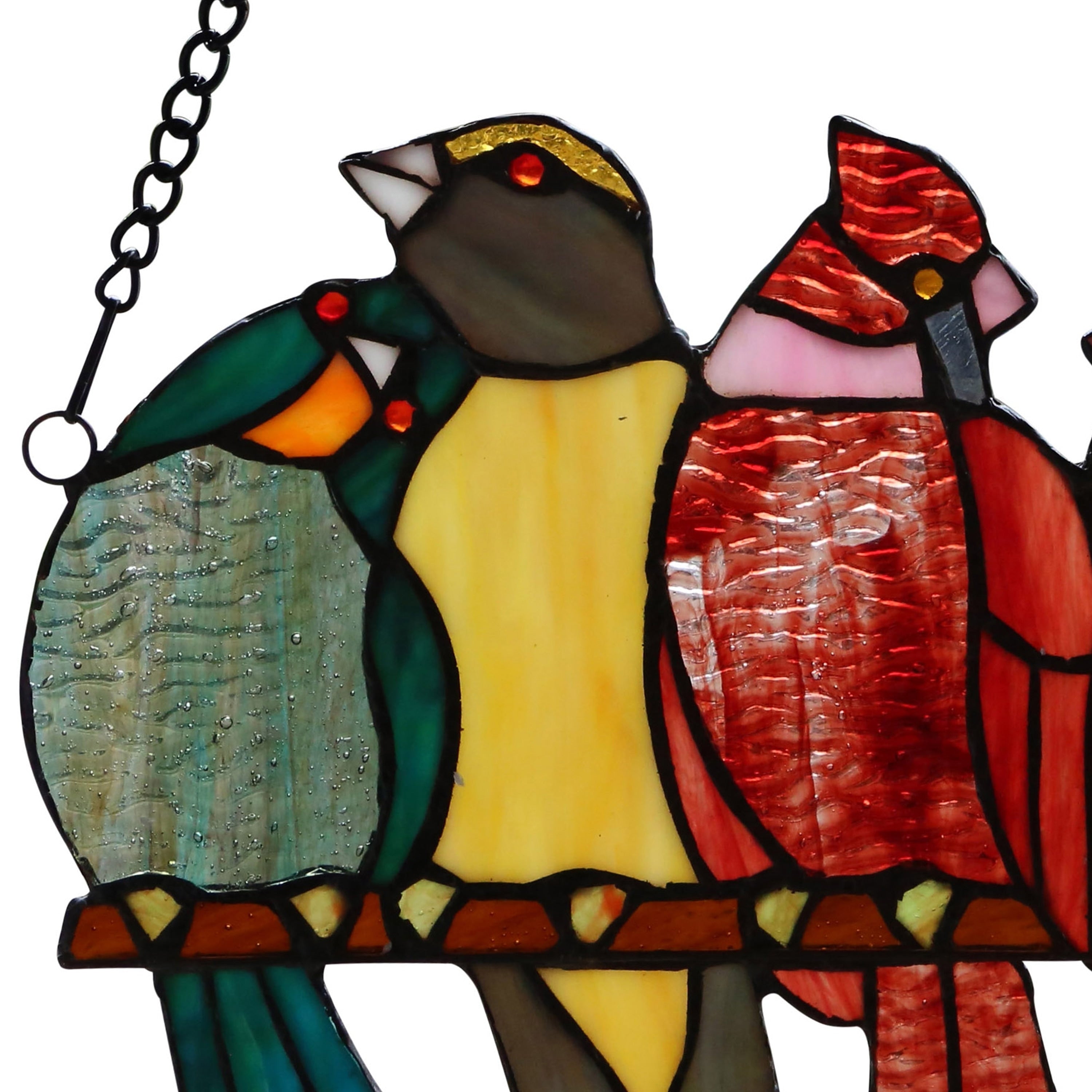 River of Goods 9.5H Birds in Love Stained Glass Window Panel - 15L x 0.25W x 9.5H