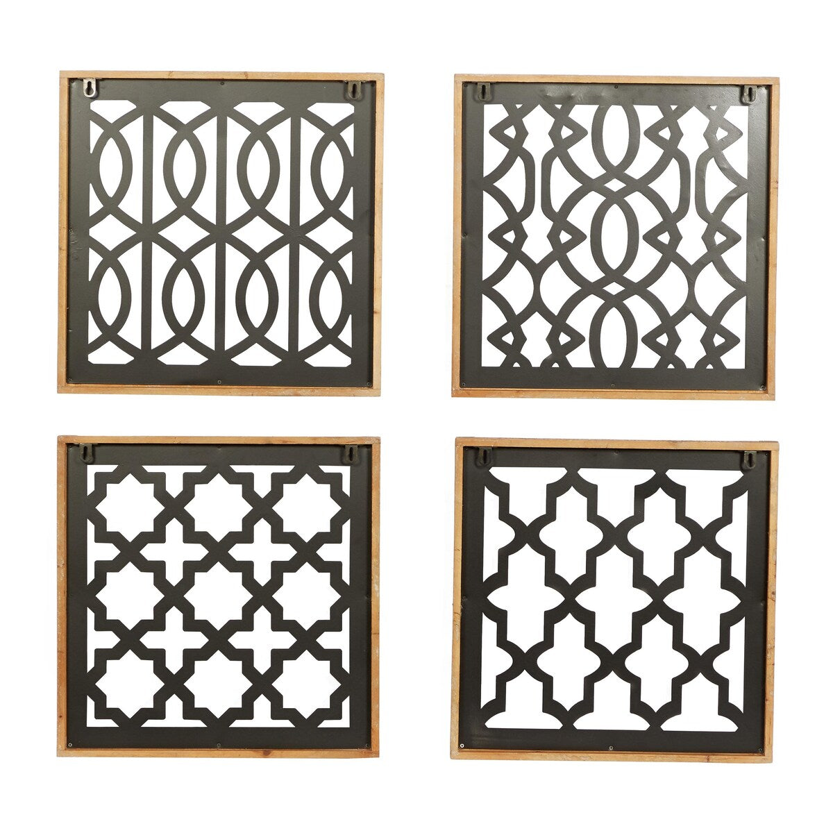 Metal Geometric Cut-out Home Wall Decor - Set of 4 Black - Roche River Decor