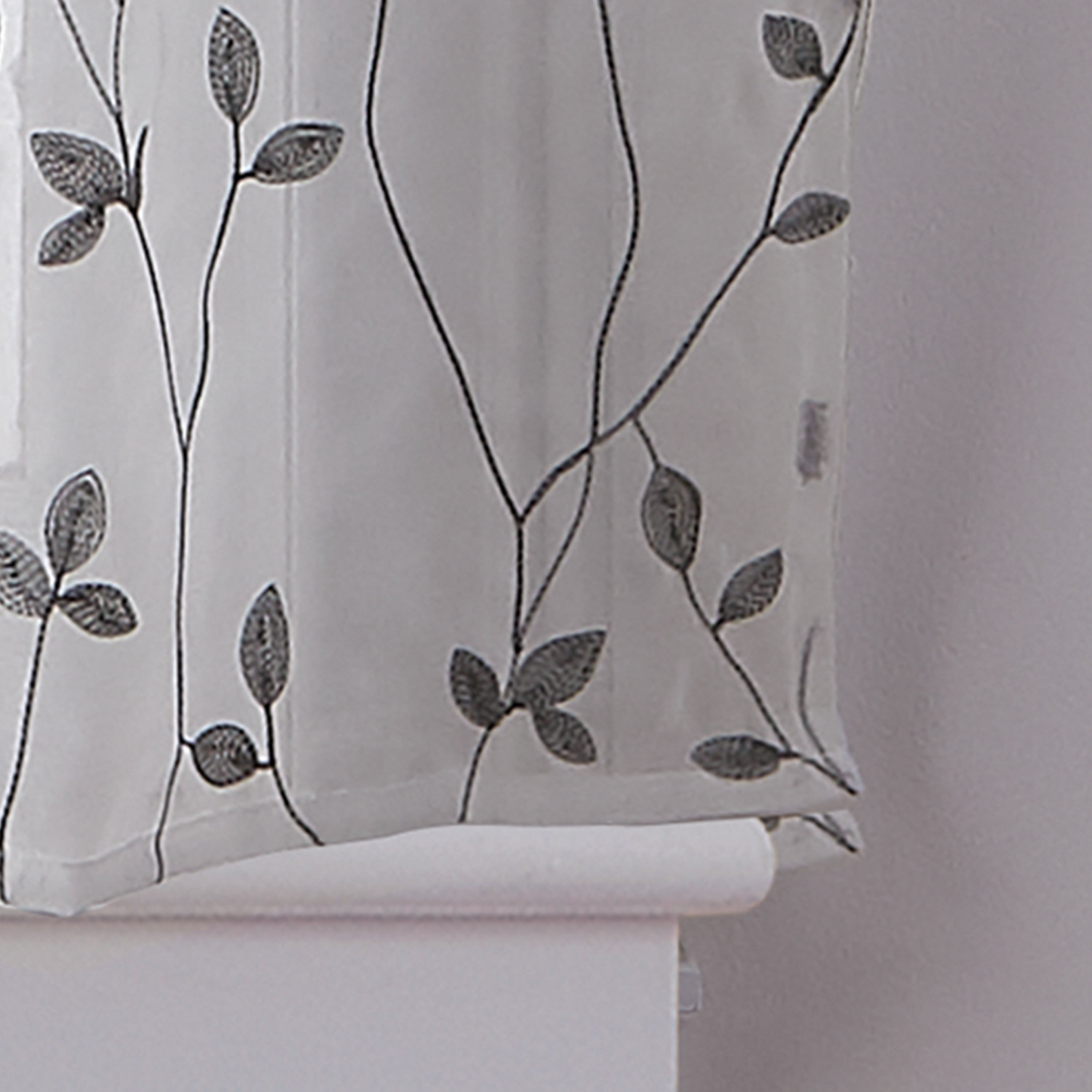 Curtainworks Botanical Embroidery Valance and Tier Pair Curtain Collection