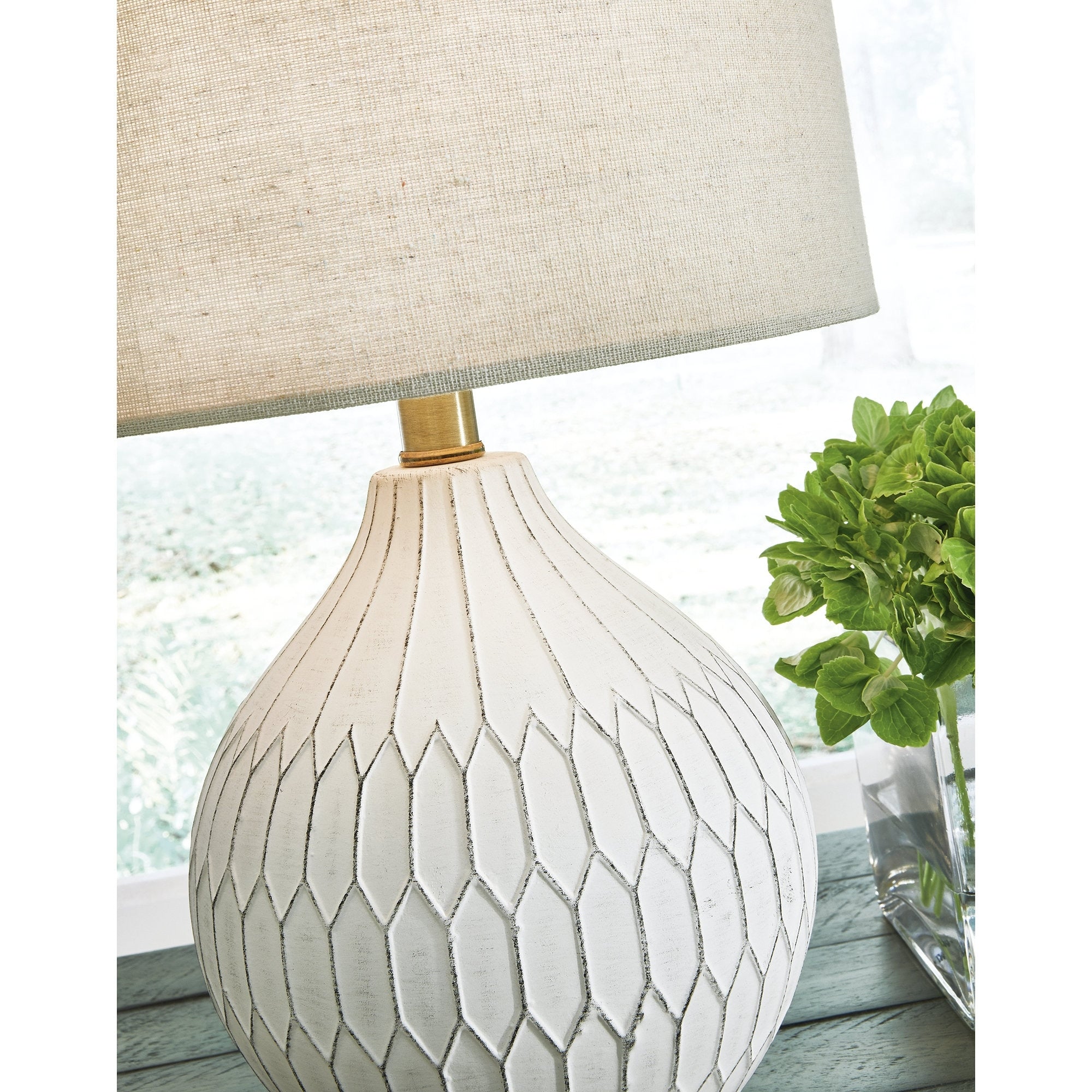 Signature Design by Ashley Wardmont White and Ivory Table Lamp - 17.5 in