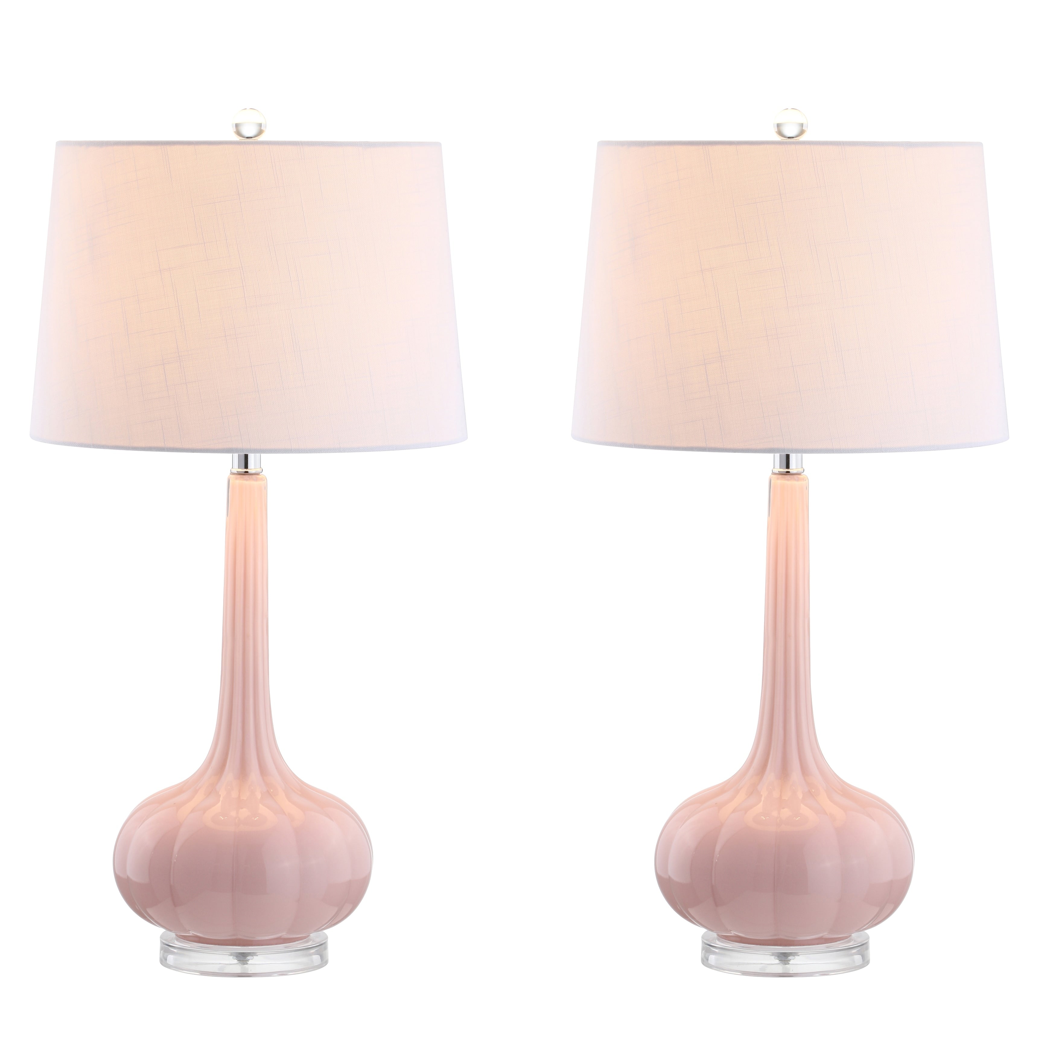 Diamante 28.5 Glass Teardrop LED Table Lamp, Pink (Set of 2) by JONATHAN Y