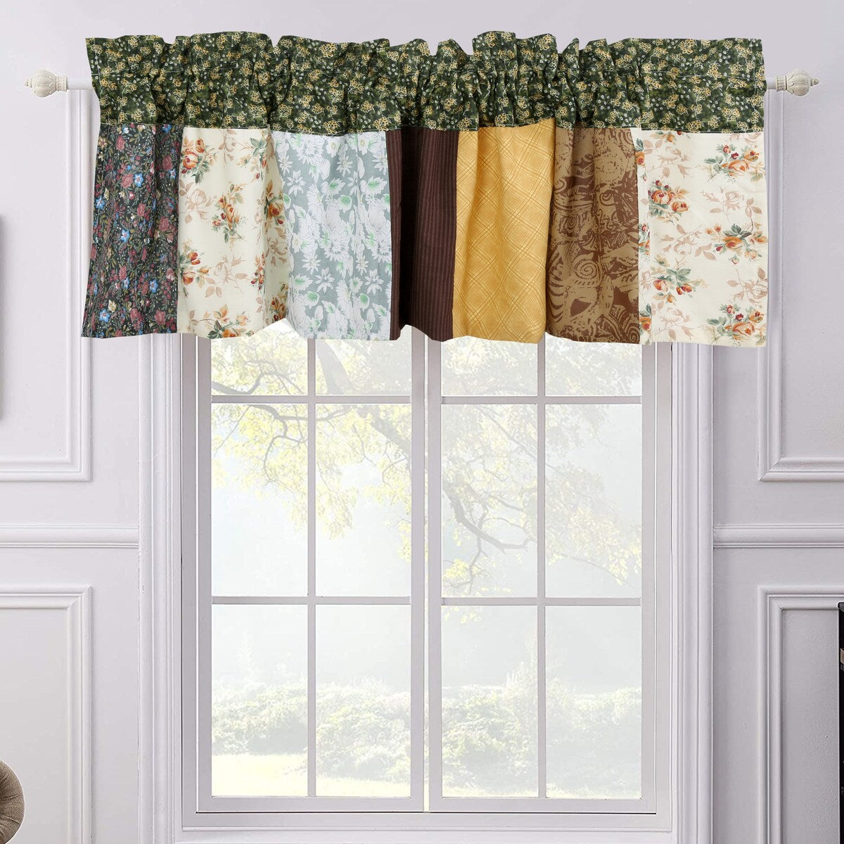 Farmhouse Country Vintage Floral Patchwork Window Valance