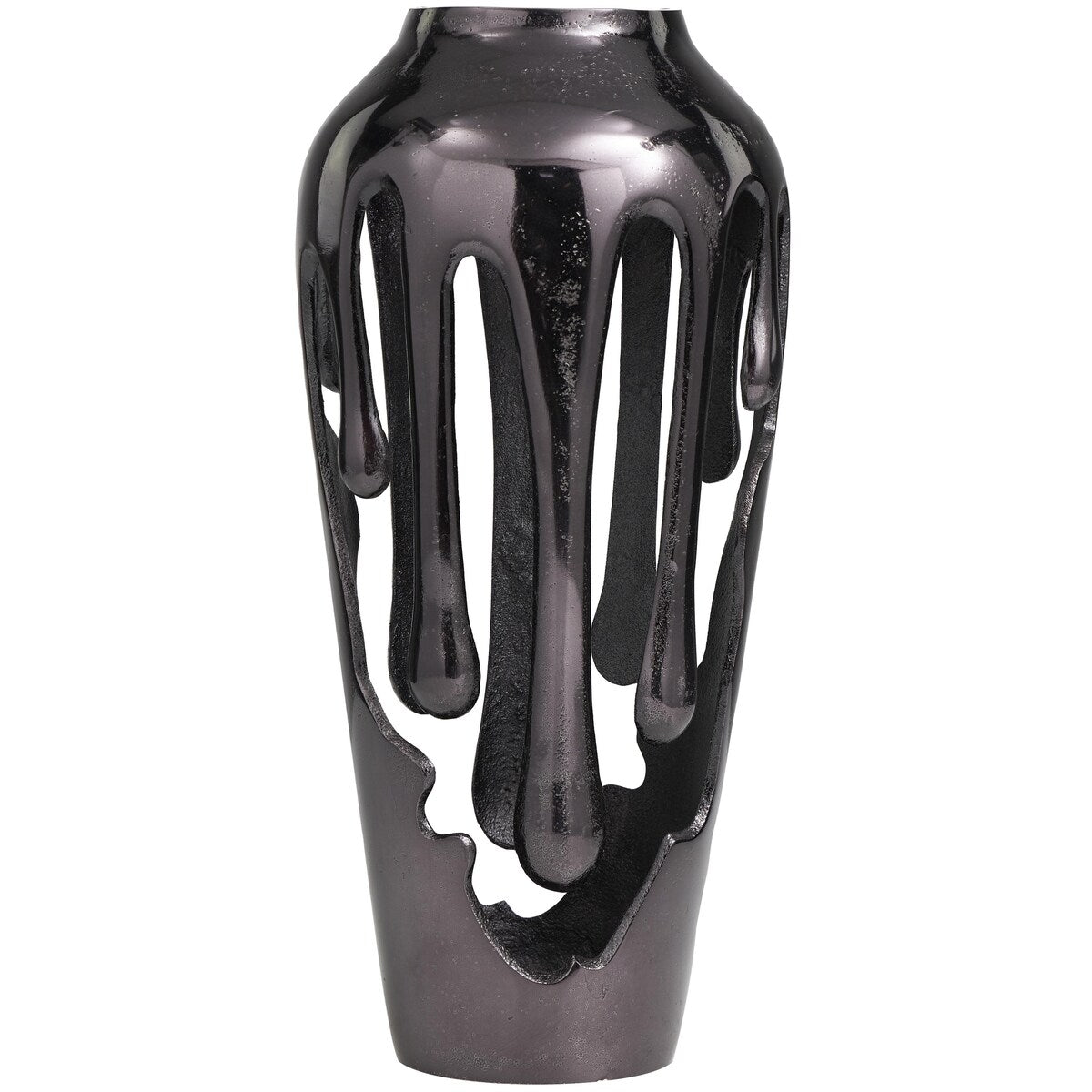 Aluminum Metal Drip Decorative Vase with Melting Designed Body - Silver, Gold or Black - Roche River Decor