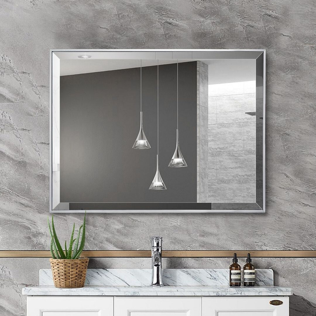 Silver Beveled Framed Wall Mirror