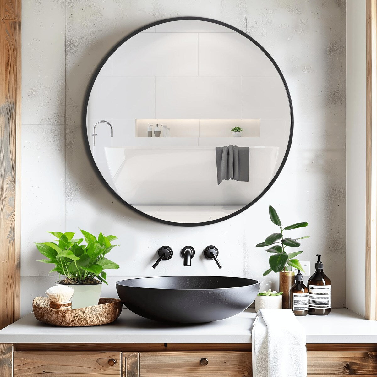 Round Mirror Wall Decor Round Mirror Bathroom Metal Frame