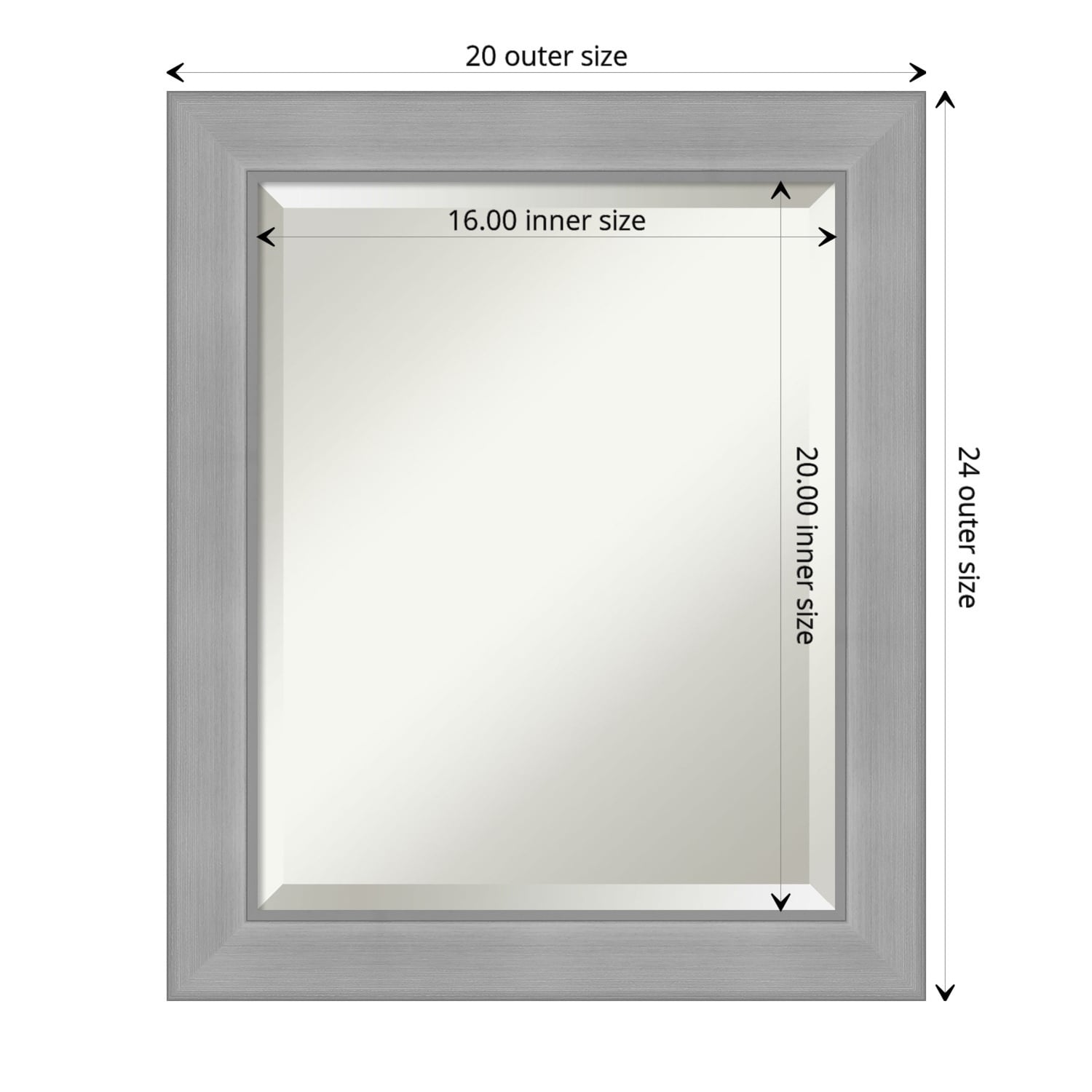 Beveled Bathroom Wall Mirror - Vista Brushed Nickel Frame