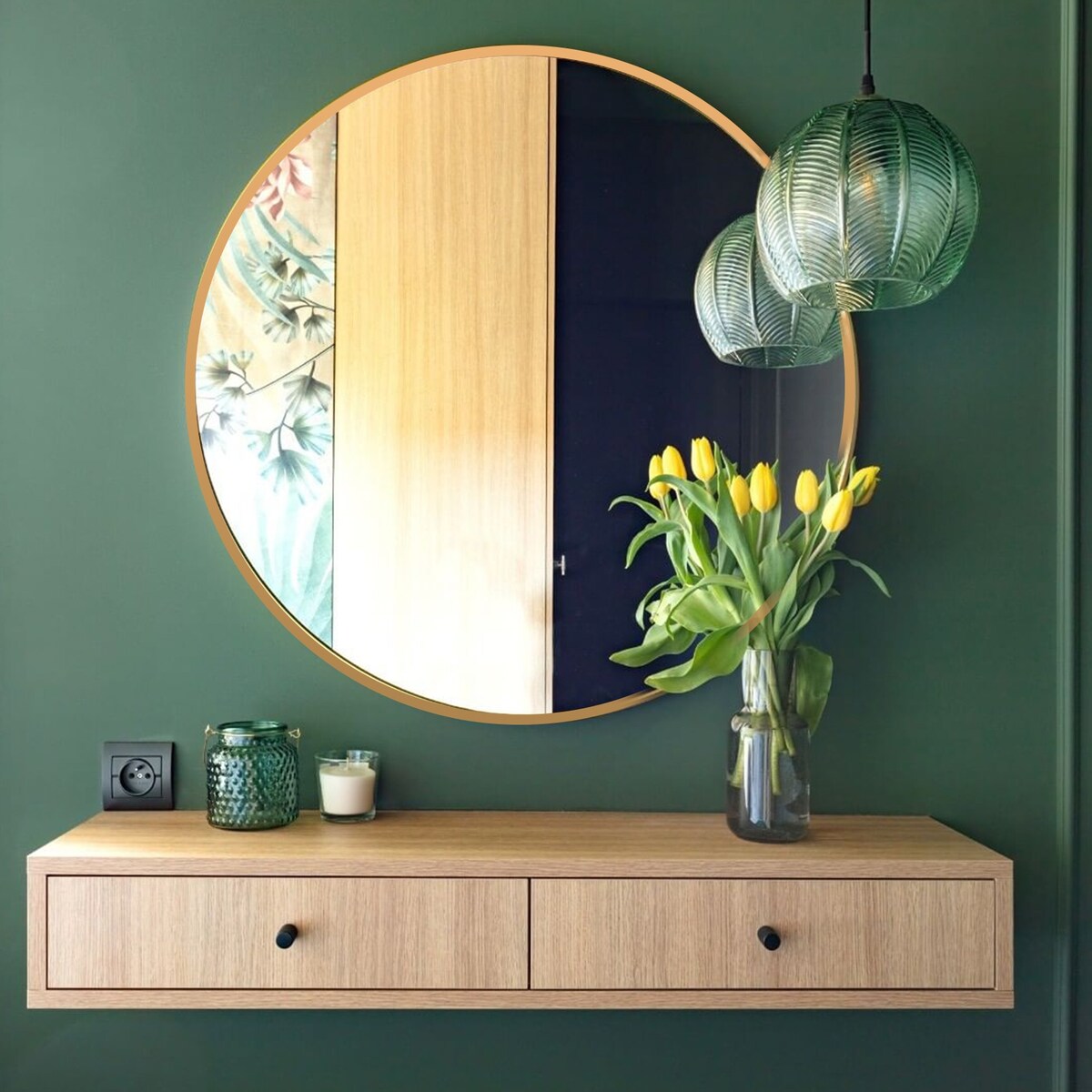 Round Mirror Wall Mounted, Circle Bathroom Vanity Wall Mirror with Metal Frame - 16/20/24/30/32/36