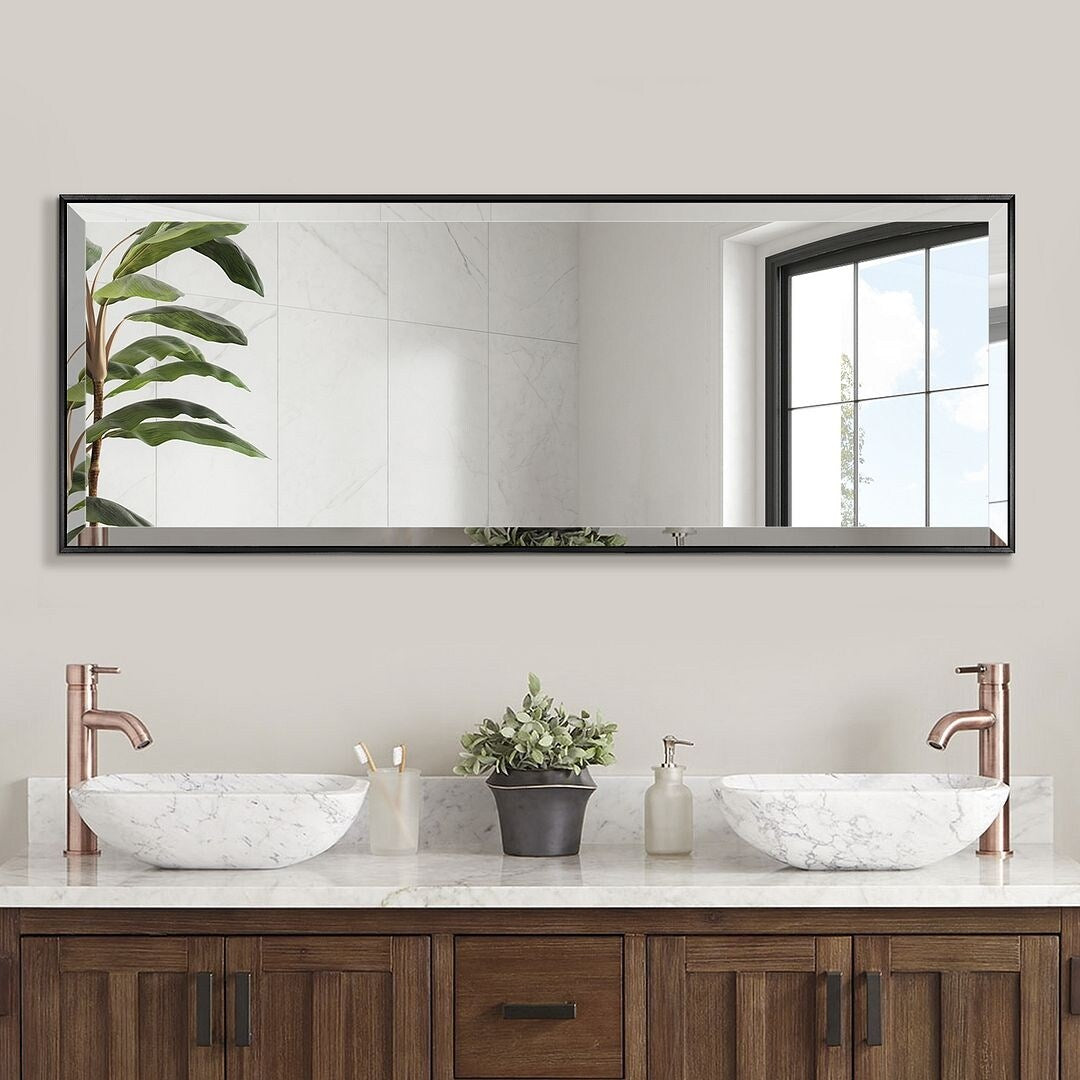 Silver Beveled Framed Wall Mirror