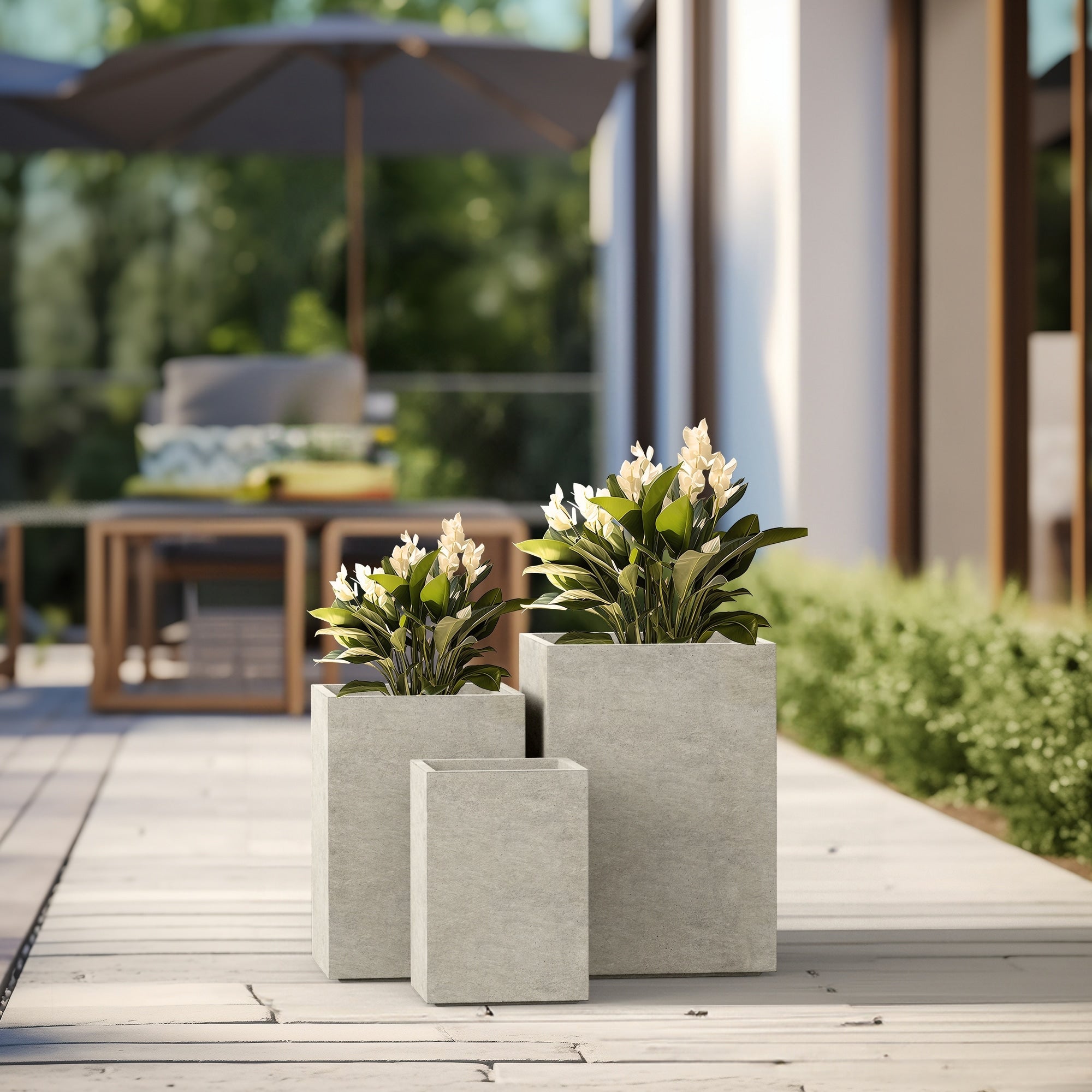 Tall Concrete Rectangle Plant Boxes / Large Indoor and Outdoor Flower Planters