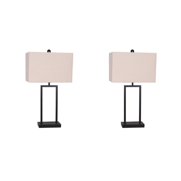 Alden Modern Metal Table Lamp with Rectangle Linen Shade - Set of 2