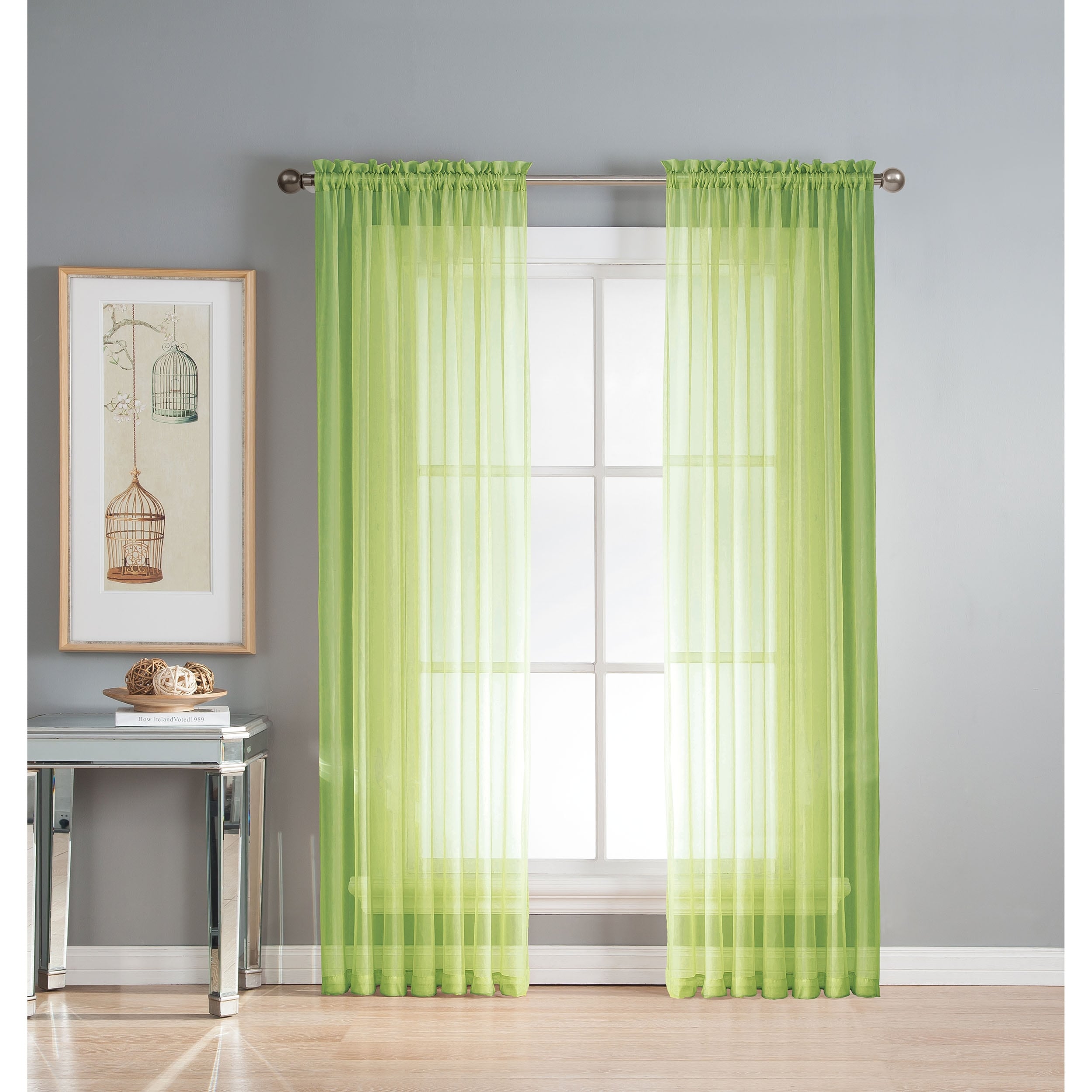 Window Elements Diamond Sheer Voile Extra Wide, 56 Inch Wide. Rod Pocket Curtain Panel