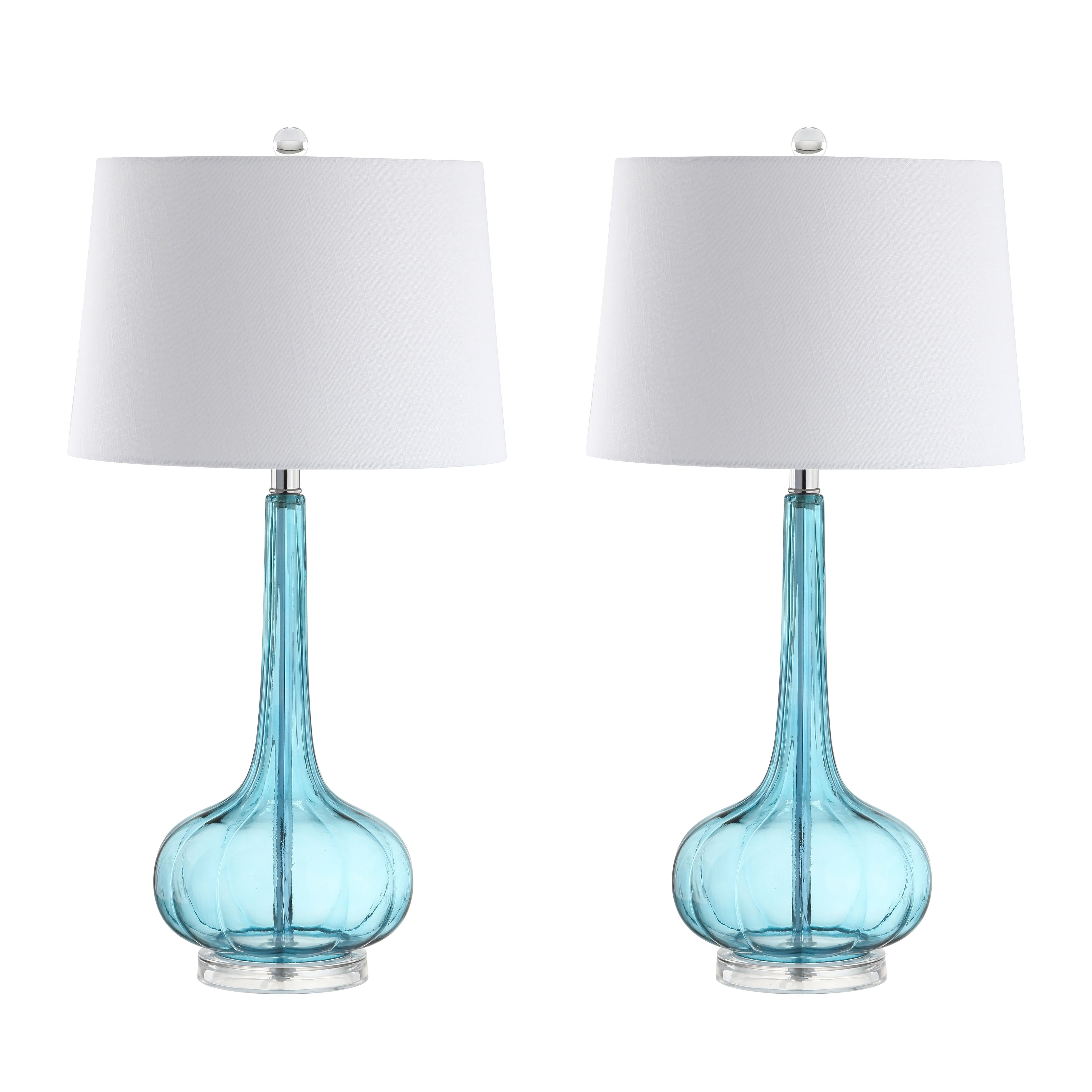 Diamante 28.5 Glass Teardrop LED Table Lamp, Pink (Set of 2) by JONATHAN Y