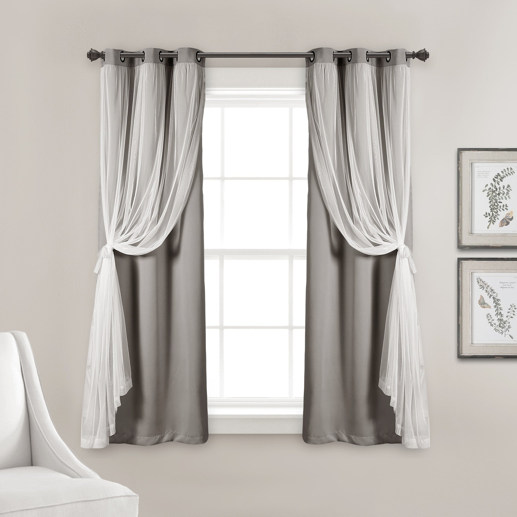 Lush Decor Grommet Sheer Panel Pair with Insulated Blackout Lining