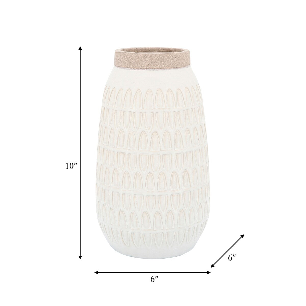 Sagebrook Home Textured Ceramic Carved Vase