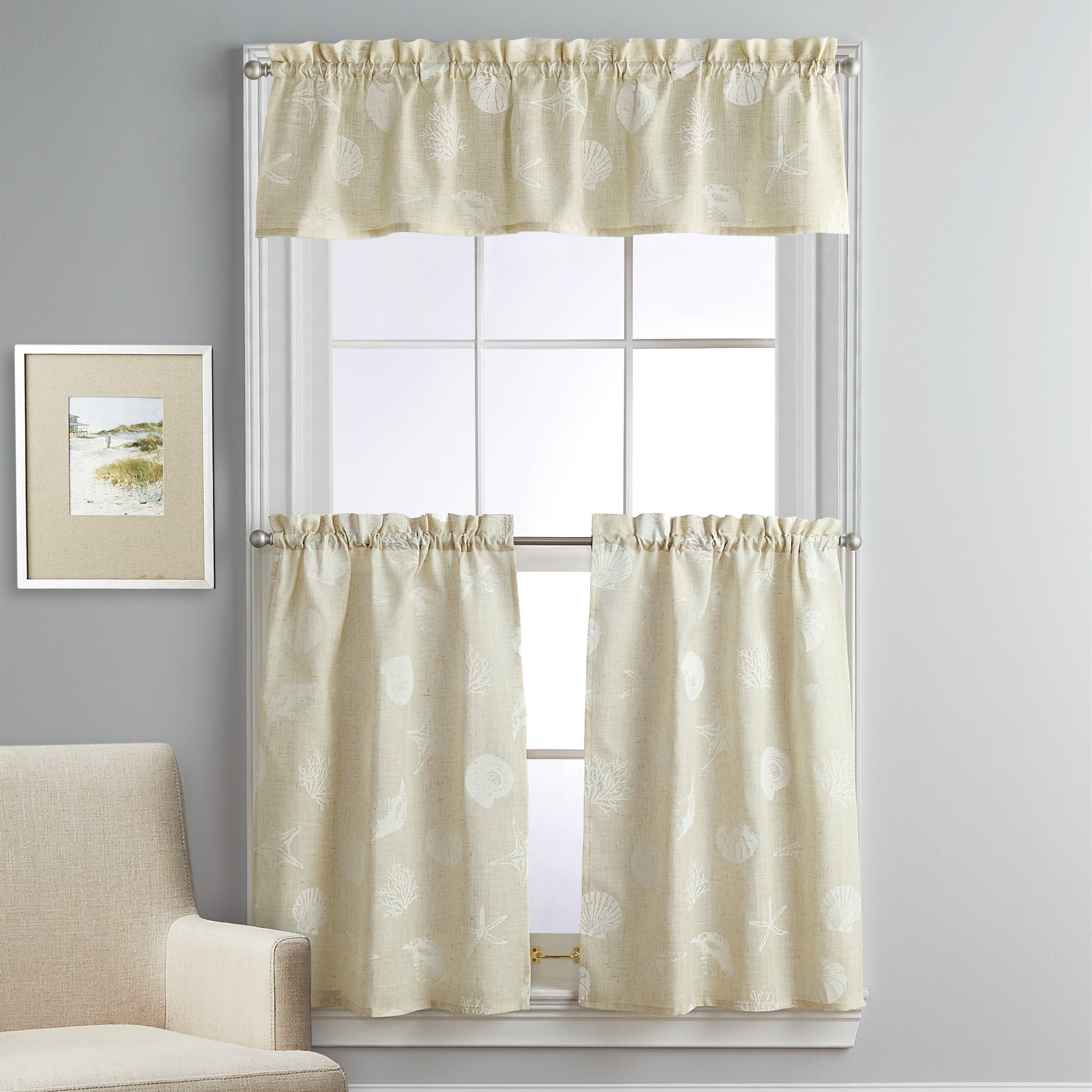 Coastal Seashells Valance, Swag and Tier Pair Curtain Collection