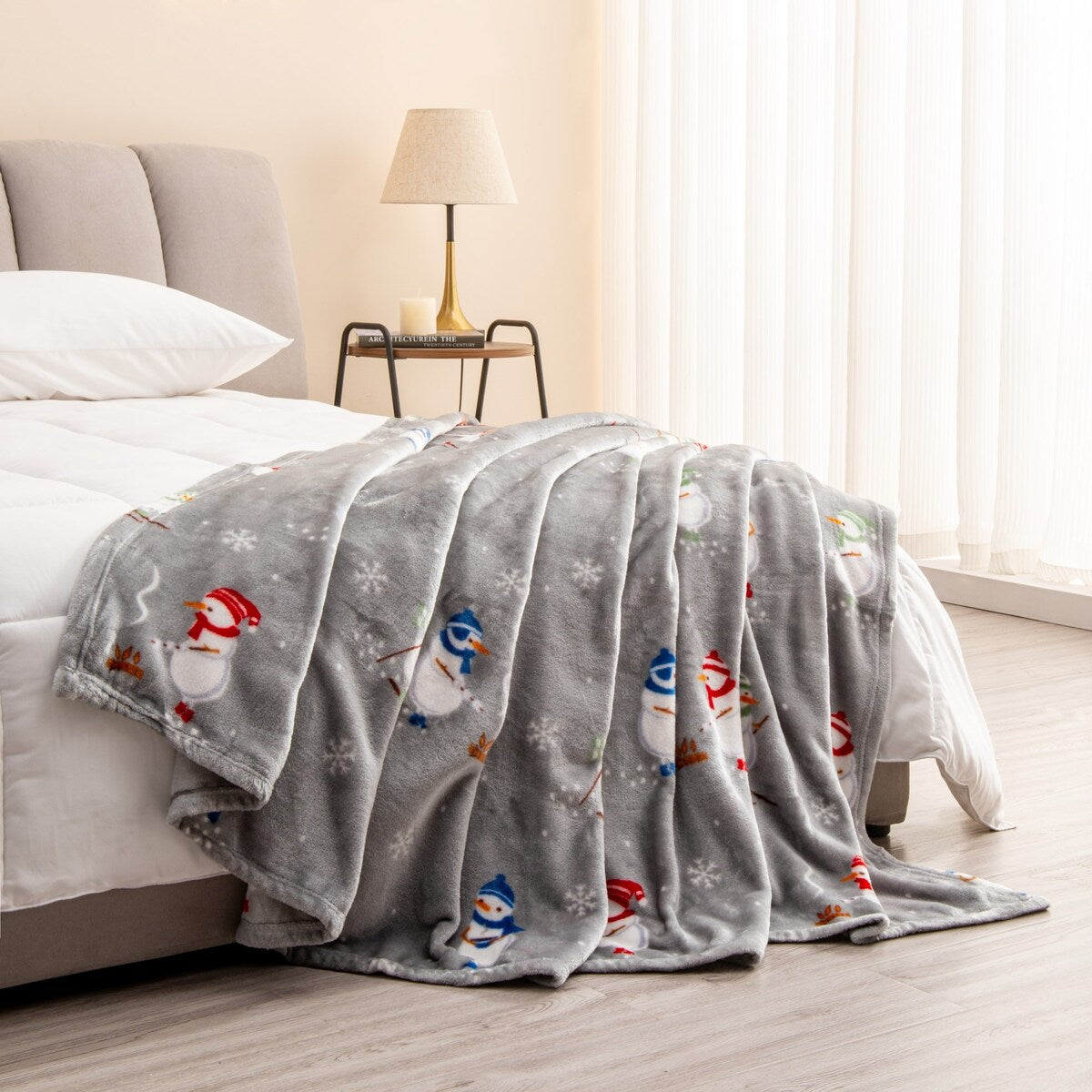 Luxurious Velvet Plush Fleece Holiday Printed Bed Blanket