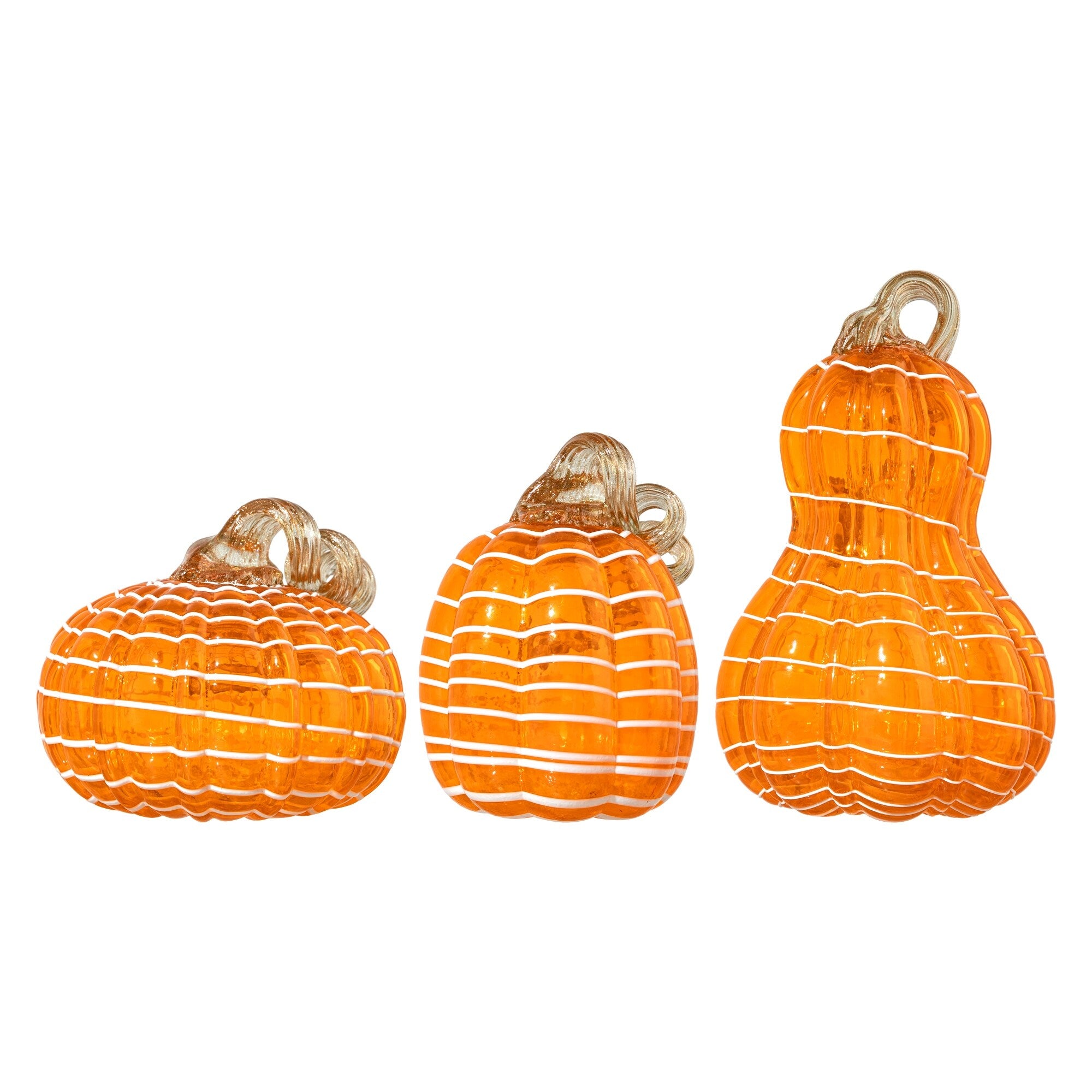 Glitzhome S/3 Thanksgiving Harvest Glass Pumpkin & Gourd Decor Christmas Centerpiece