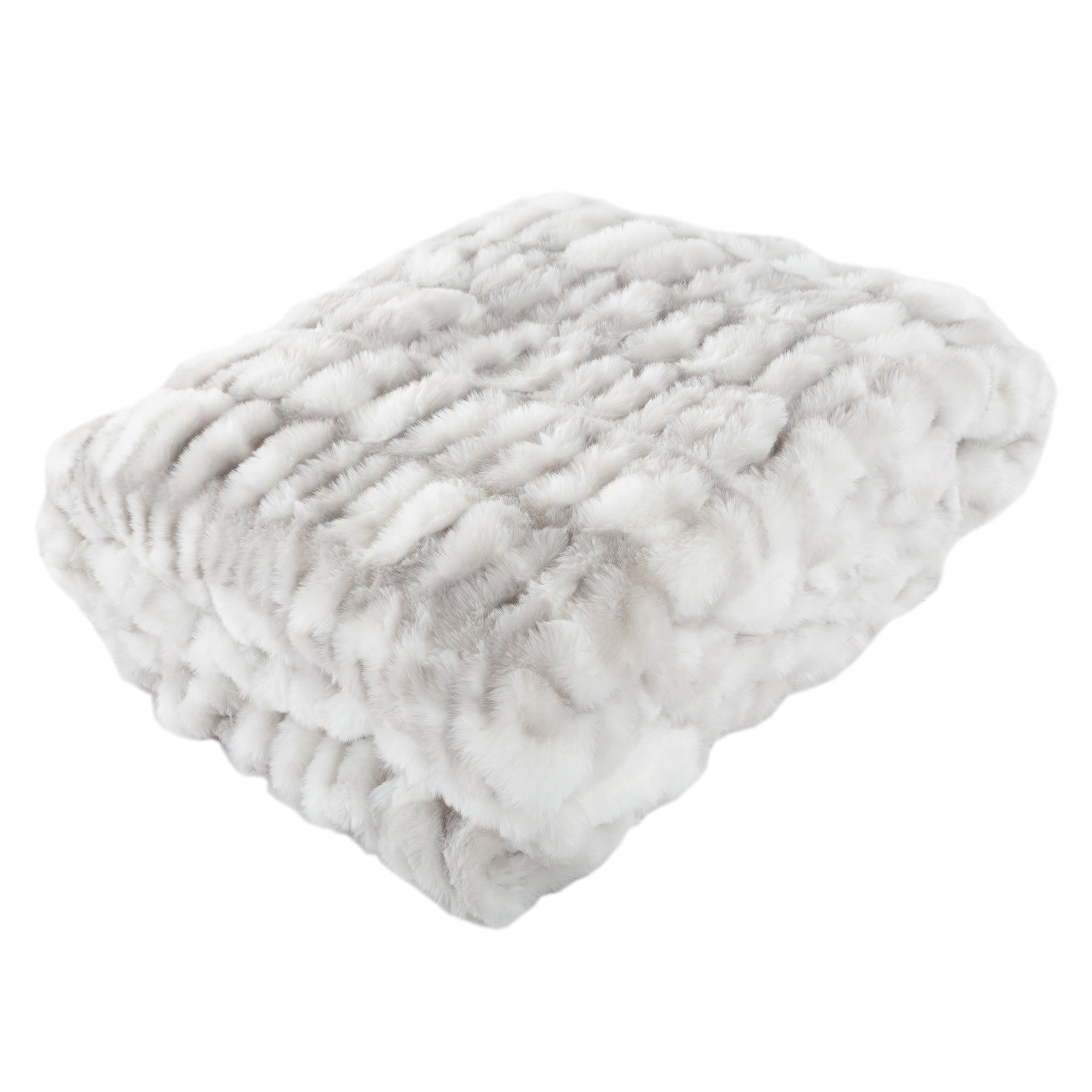 Oversized Ruched Faux Fur Blanket - 60x80-Inch Queen-Size Throw by Lavish Home