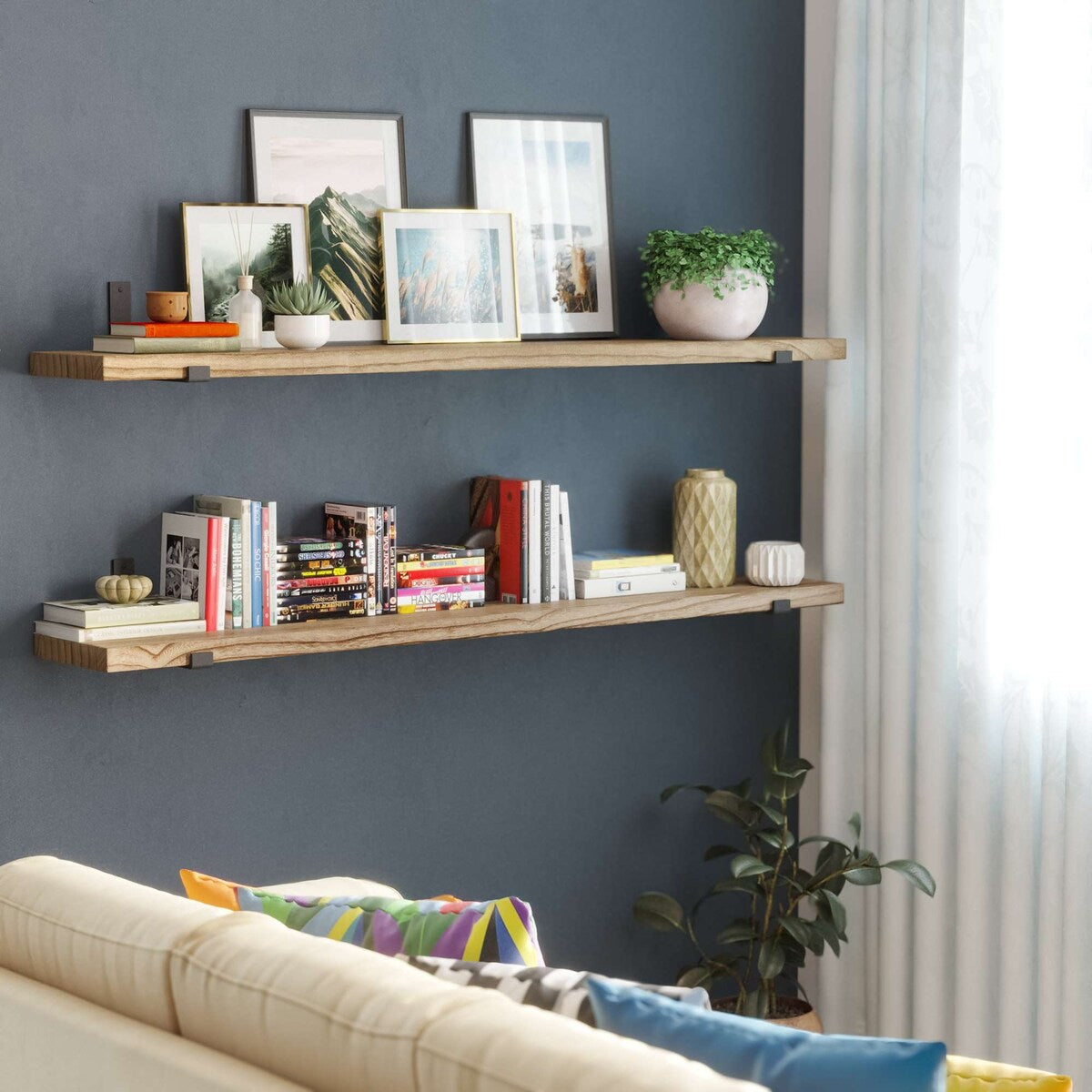 60 inch shelf, 9.25'' Deep, Floating Shelves, Wall Shelves for Living Room, Wall Storage Shelving