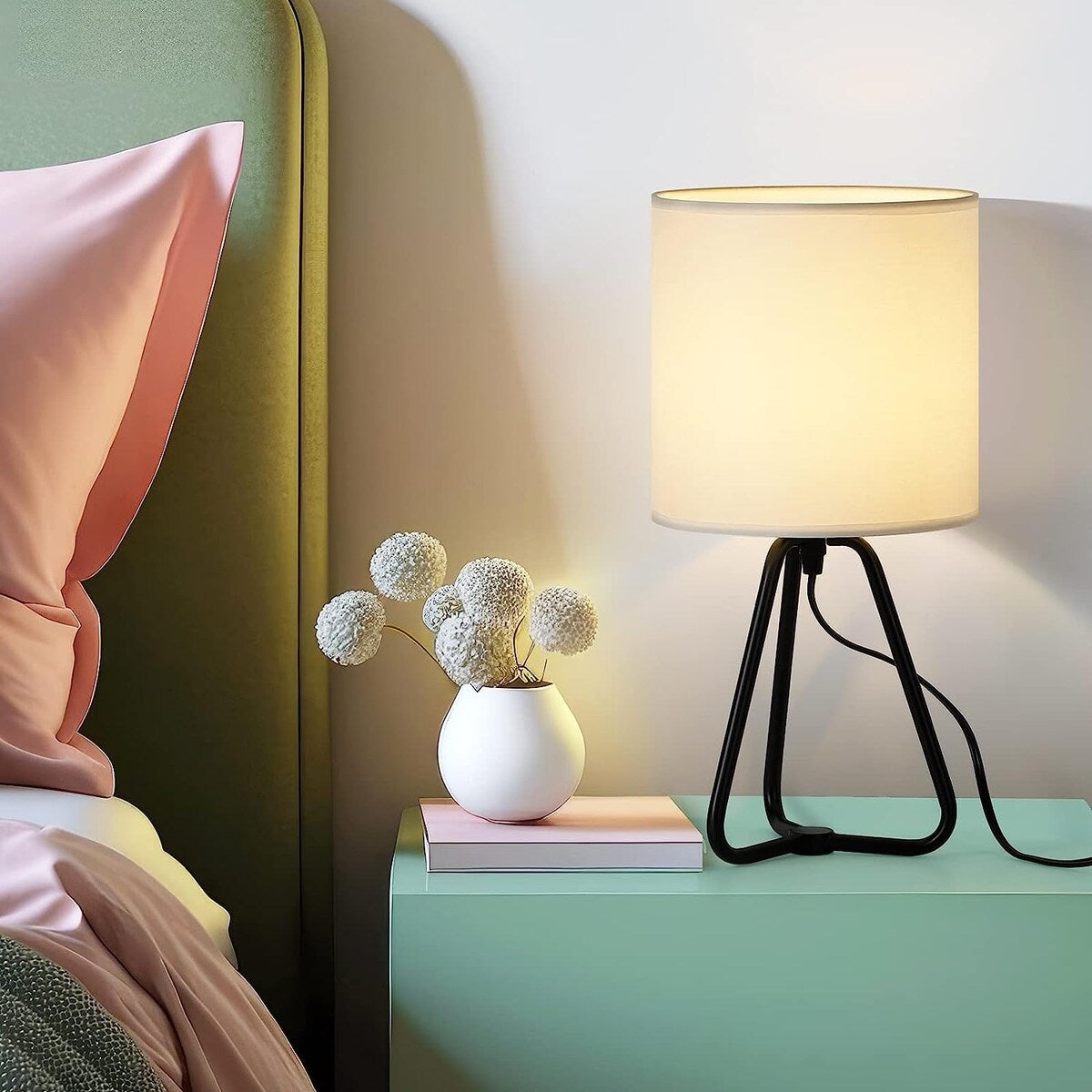 Set of 2 Cute Modern Bedside Nightstand Lamps for Living Room Bedroom