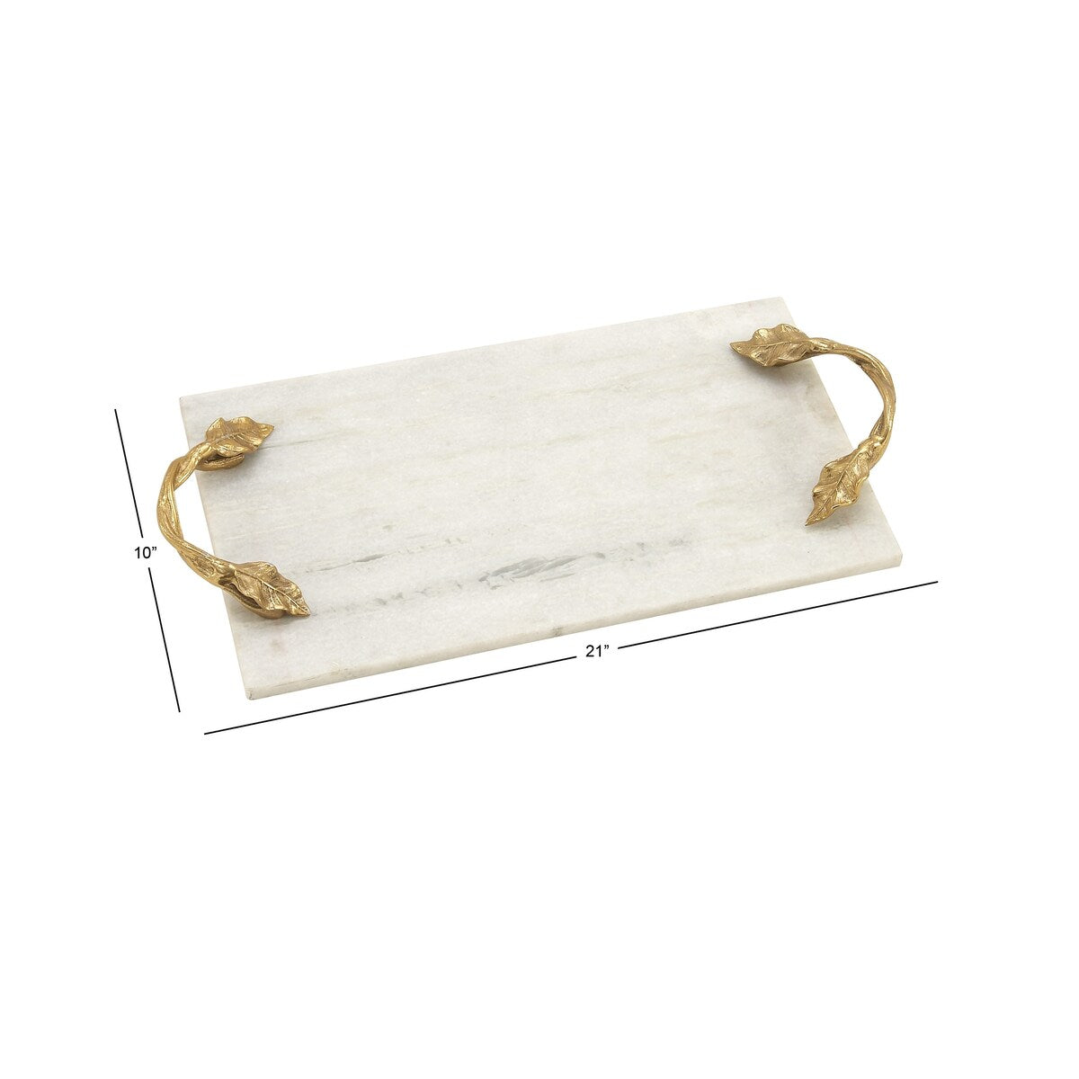 Marble Oval or Rectangle Living Room Decor Tray with Gold Leaf Handles - White or Black - Roche River Decor