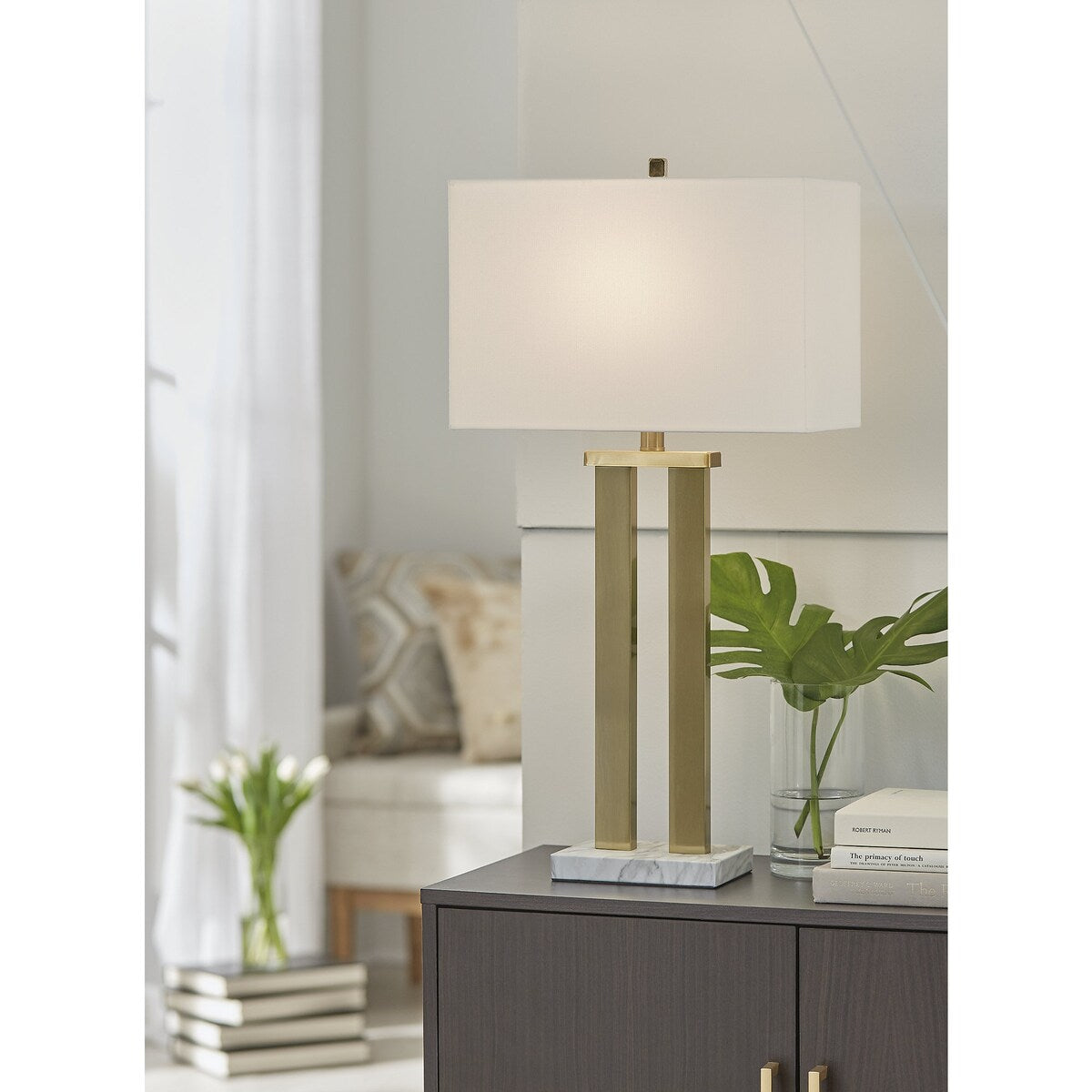 Signature Design by Ashley Coopermen Gold/White Table Lamp (Set of 2) - 15W x 8.5D x 29.25H