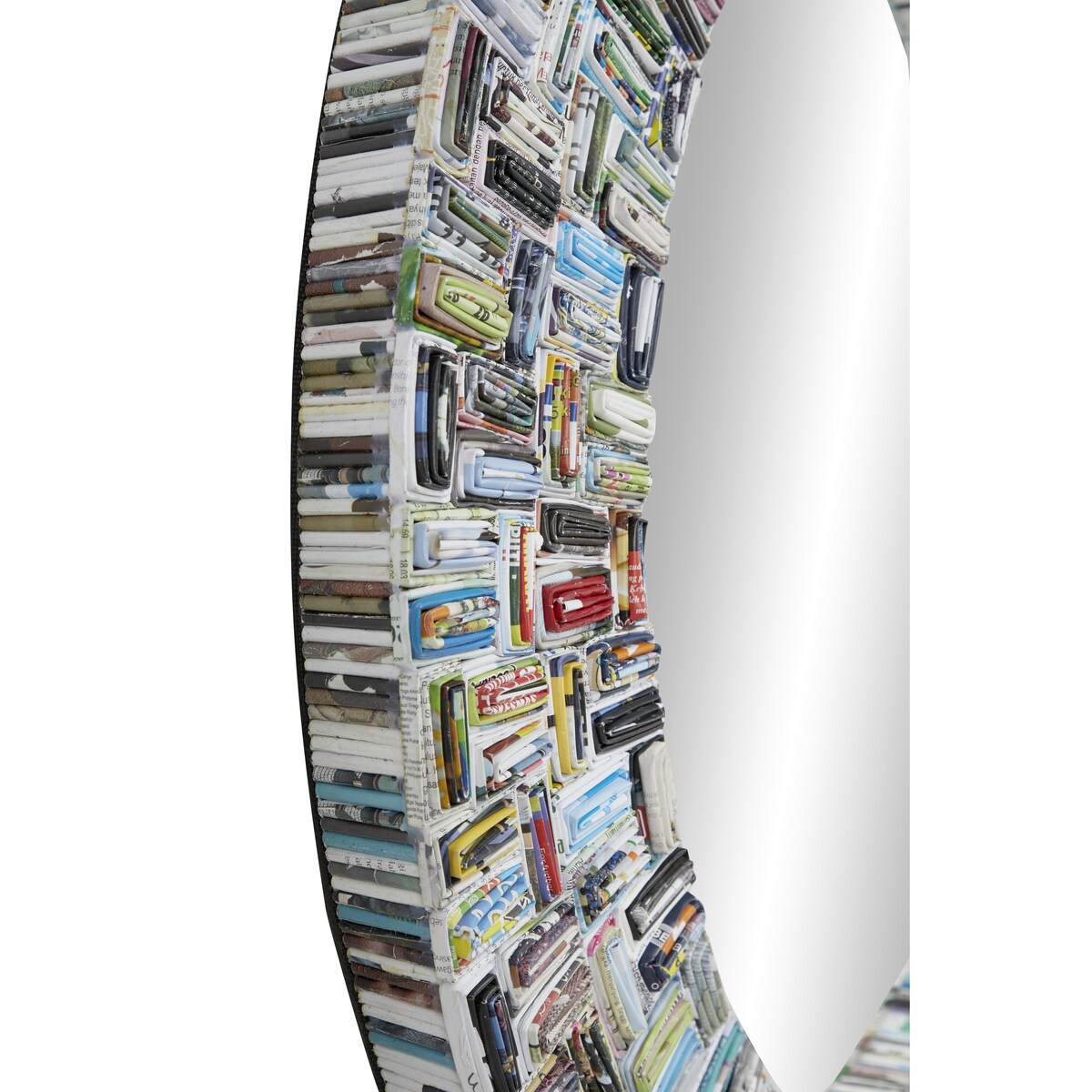 Paper Handmade Recycled Magazine Frame Room Wall Mirror - Multi Colored - Roche River Decor