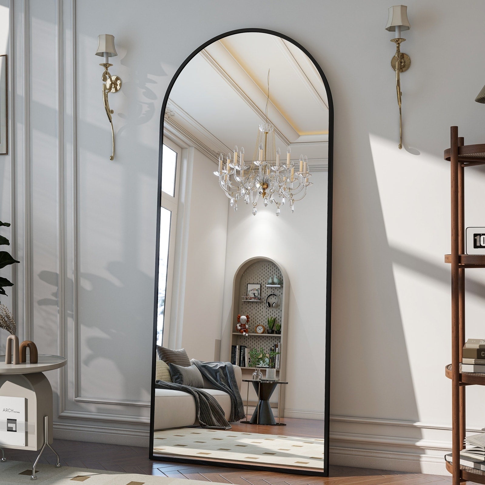 Metal Arch Full Length Mirror Floor Mirror Wall-Mounted