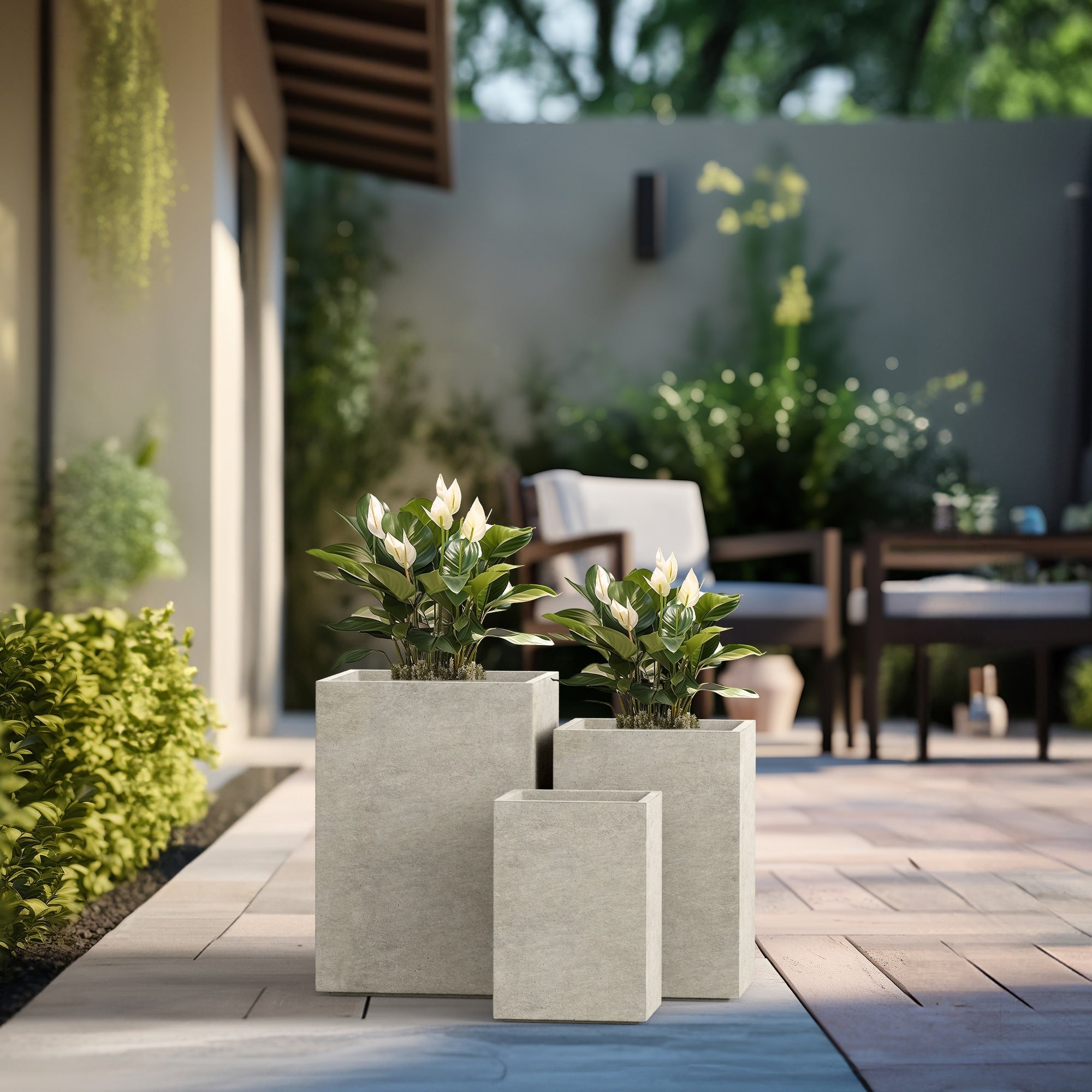 Tall Concrete Rectangle Plant Boxes / Large Indoor and Outdoor Flower Planters