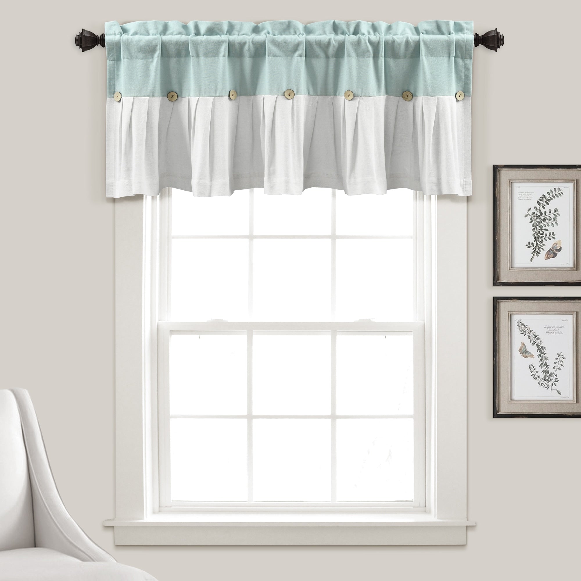 Lush Decor Linen Button Window Curtain Valance