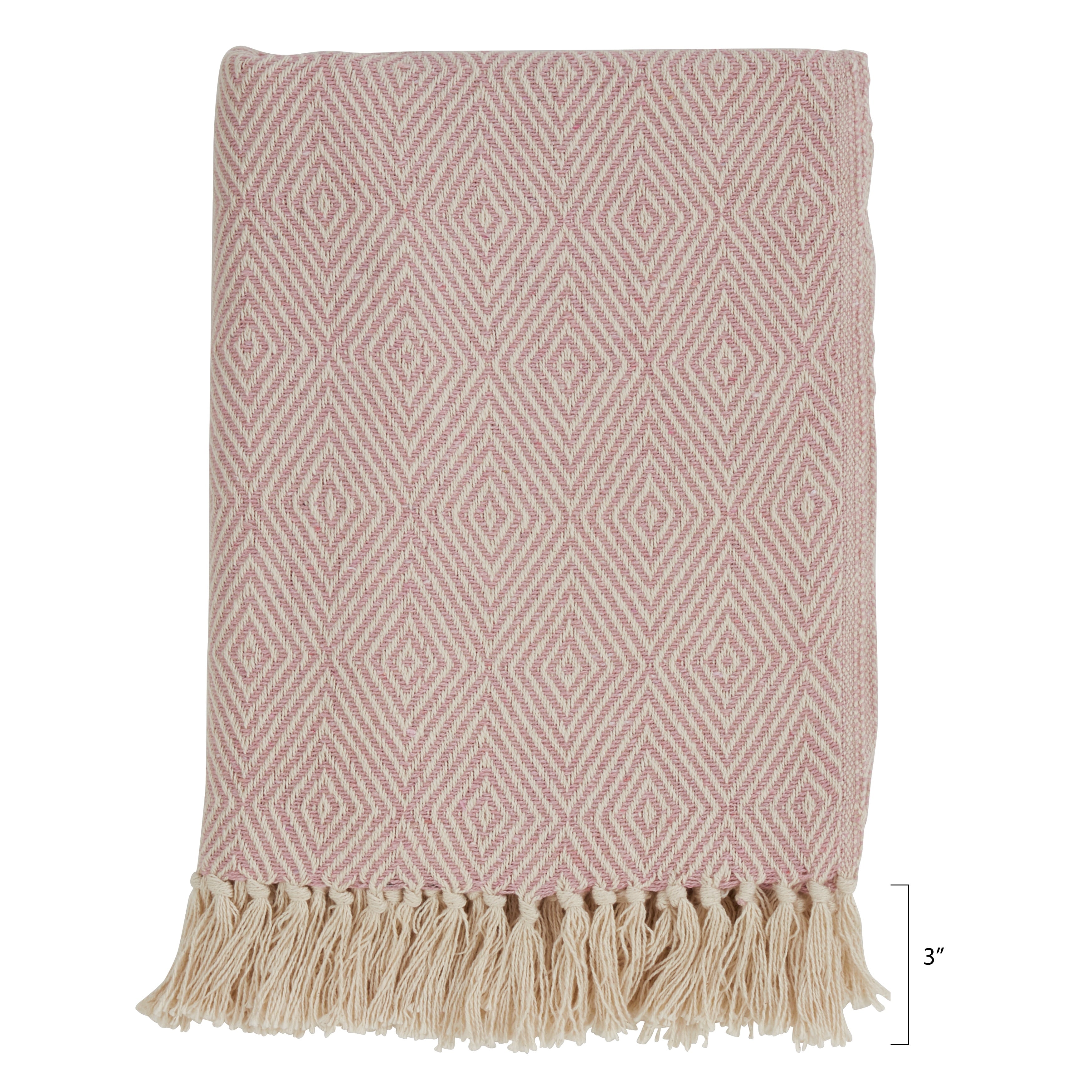 Cotton Throw Blanket with Diamond Weave Design