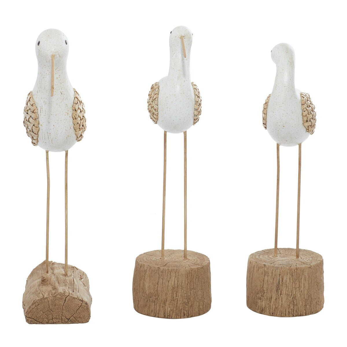 Polystone Bird Decorative Sculpture - Set of 3 White - Roche River Decor