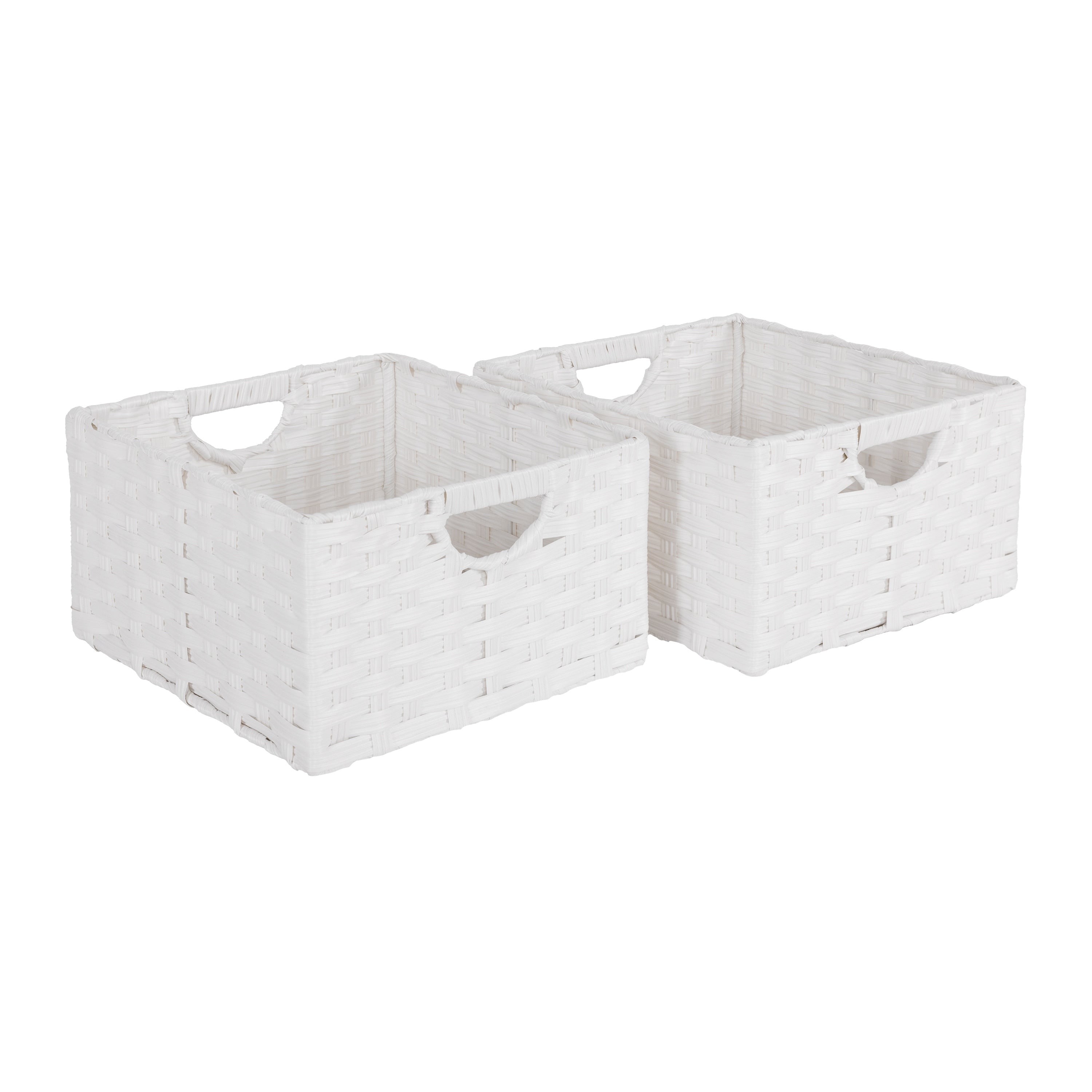 Seville Classics Foldable Handwoven Cube Storage Basket (2-Pack)