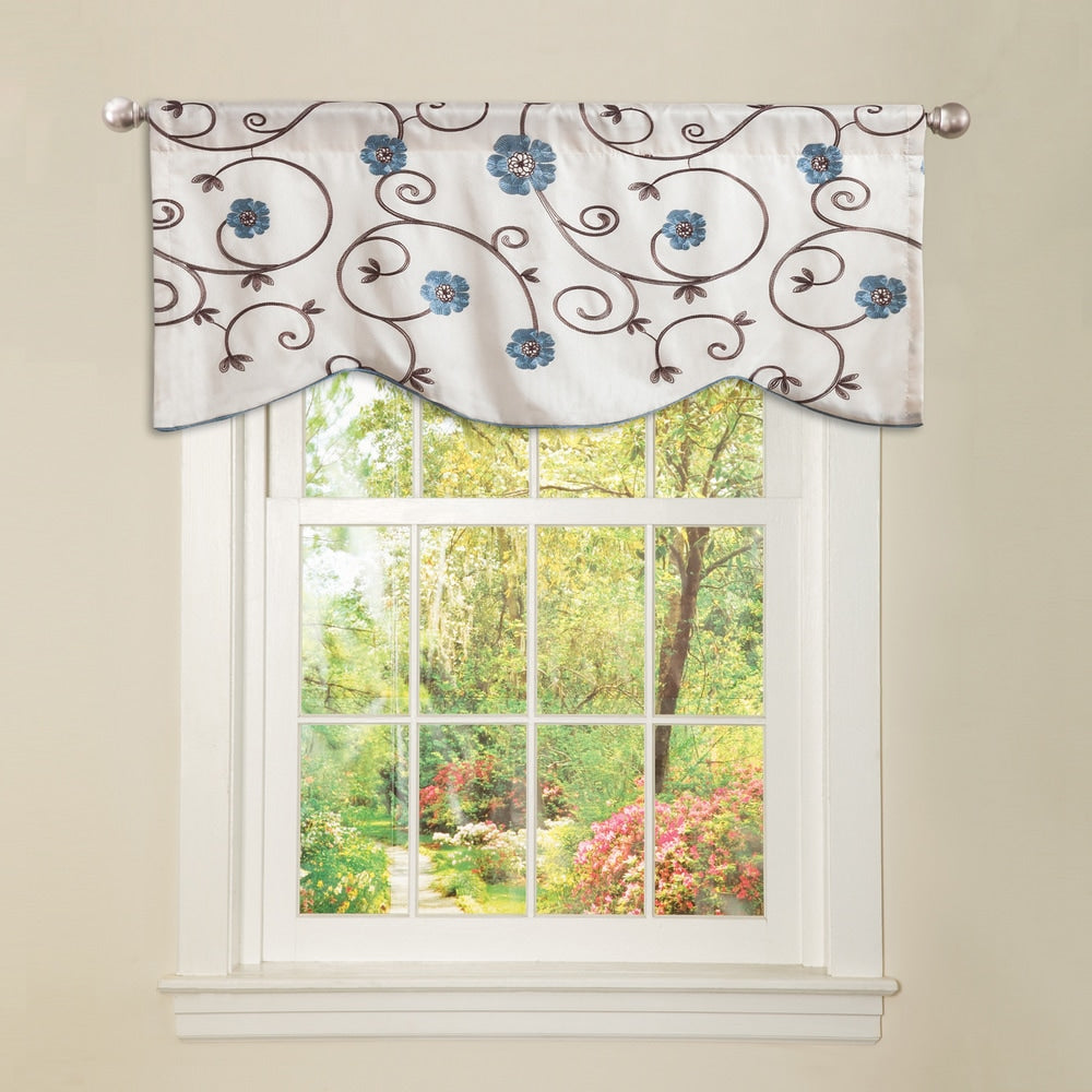 Copper Grove Halkett Blue Floral Valance - 42X18