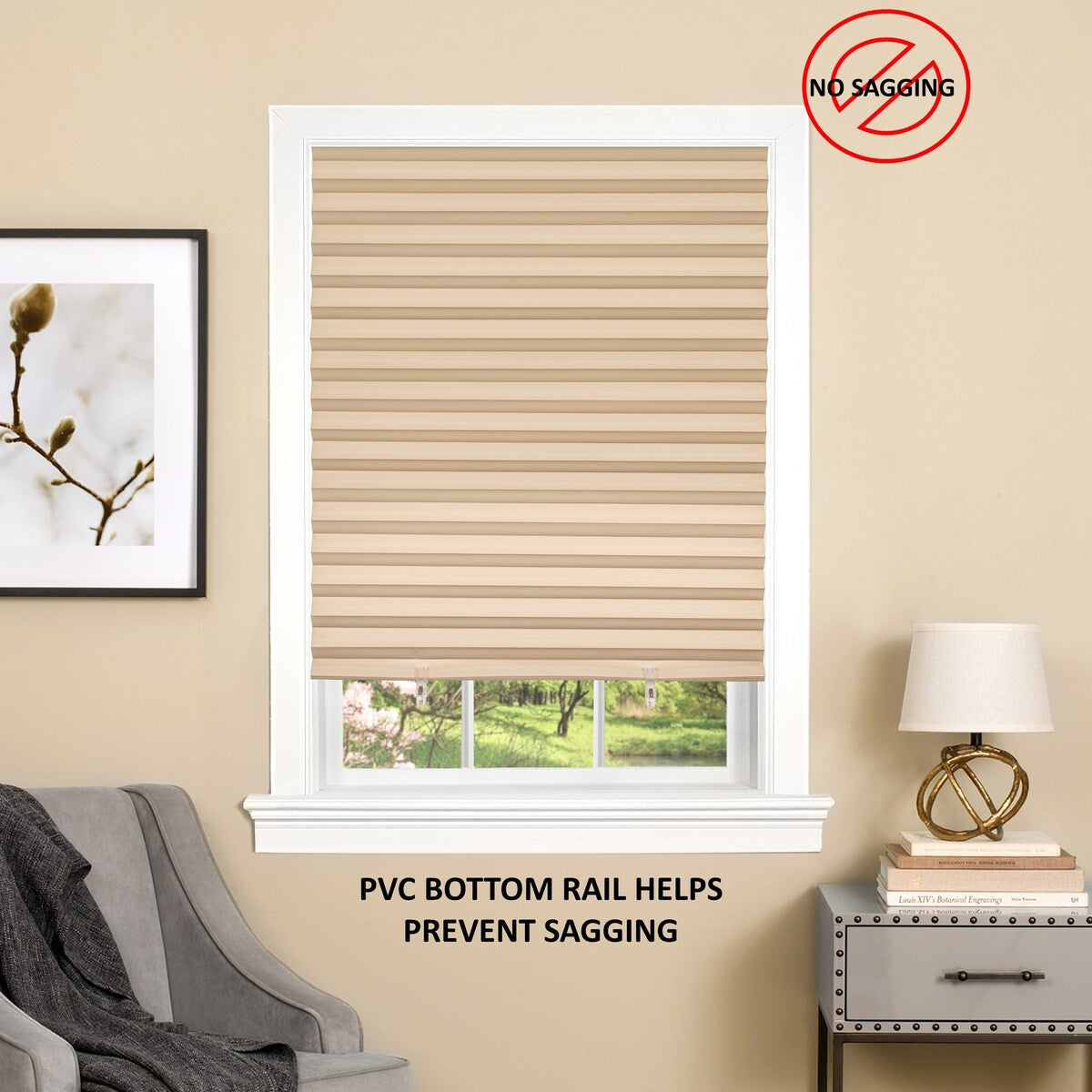 Cordless 1-2-3 Vinyl Room Darkening Pleated Window Shade