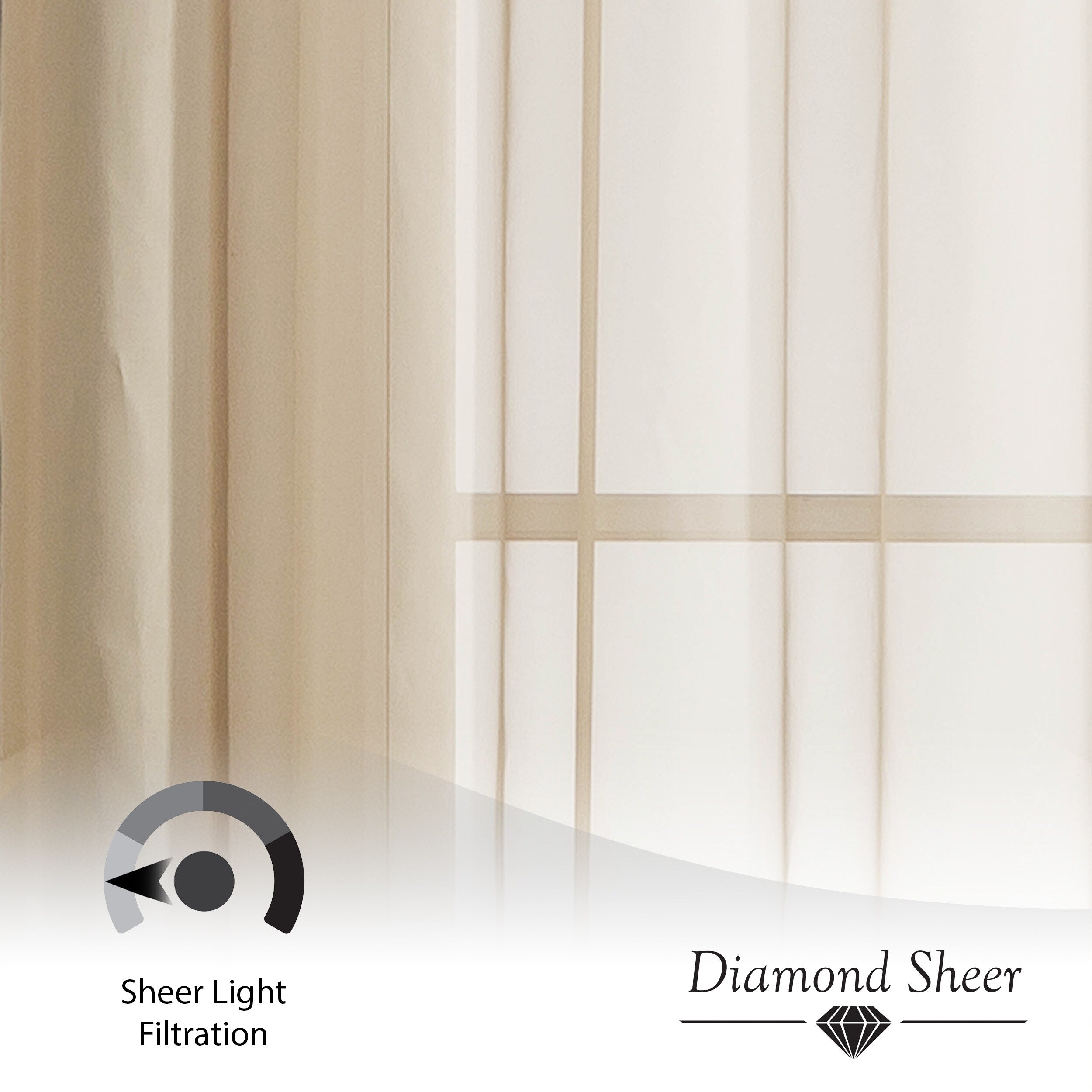 Window Elements Diamond Sheer Voile Extra Wide, 56 Inch Wide. Rod Pocket Curtain Panel